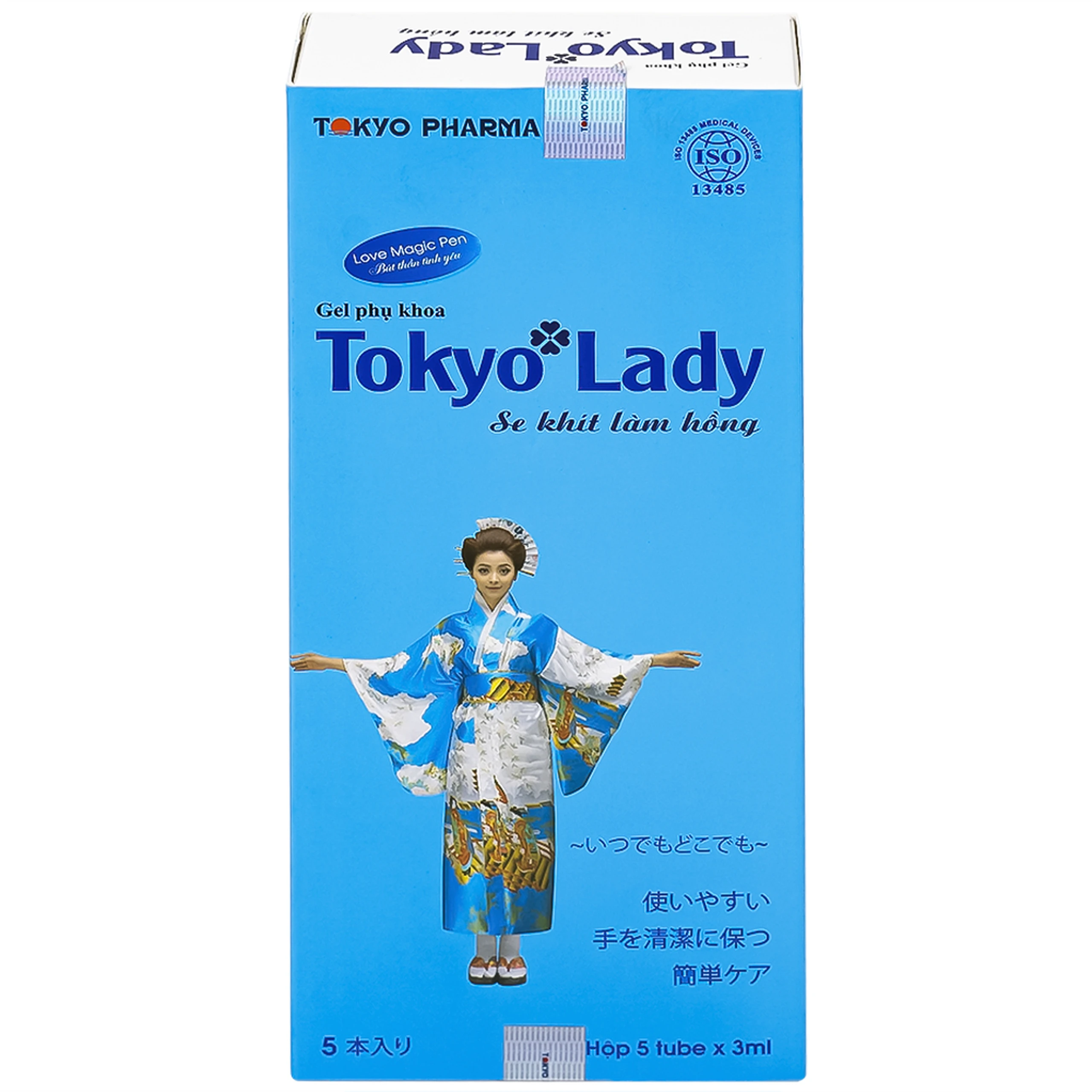 Gel phụ khoa Tokyo Lady (5 tuýp x 3ml) hỗ trợ điều trị viêm ngứa, huyết trắng, se khít làm hồng âm đạo 