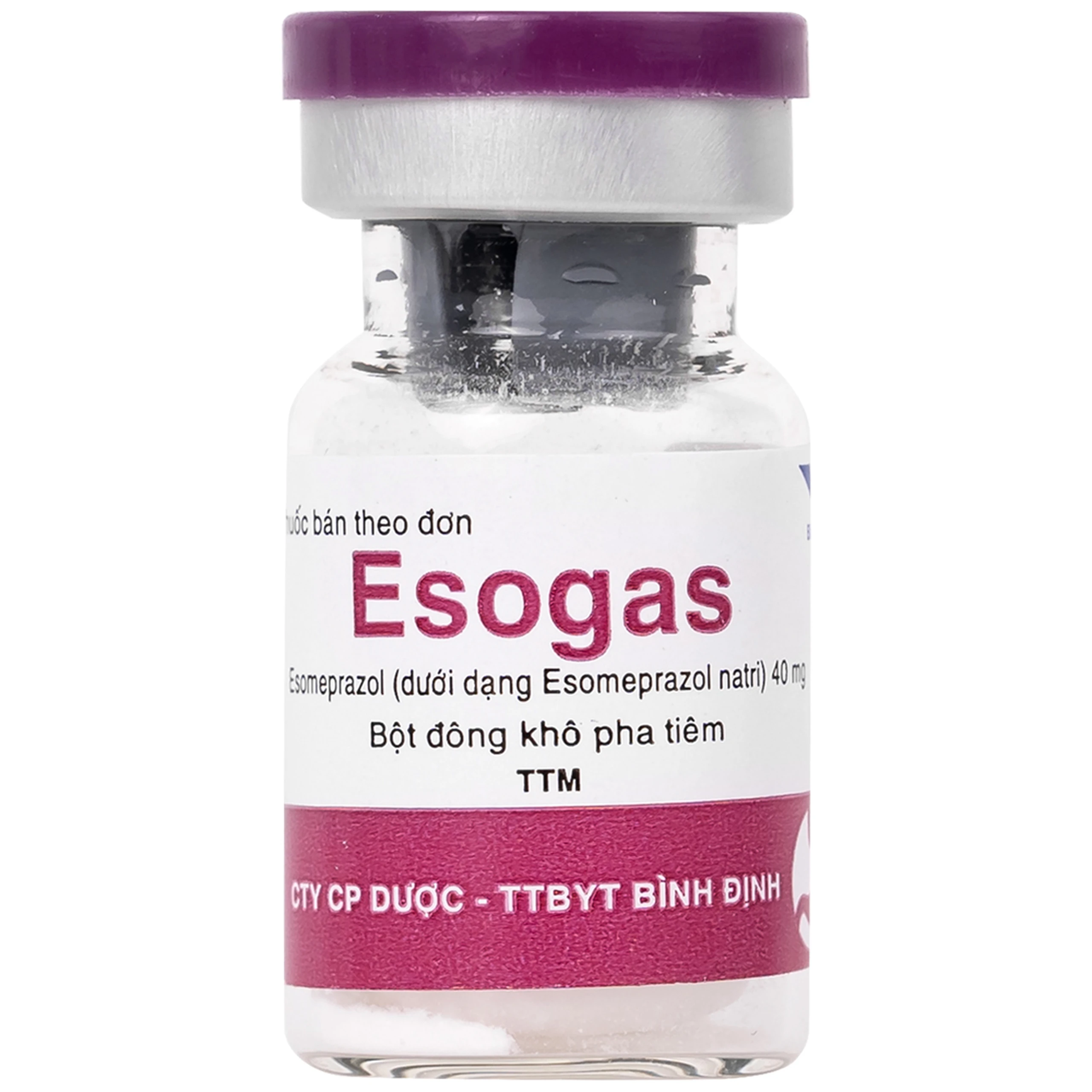 Thuốc Esogas 40mg Bidiphar điều trị kháng tiết acid dạ dày (1 lọ + 1 ống 5ml)