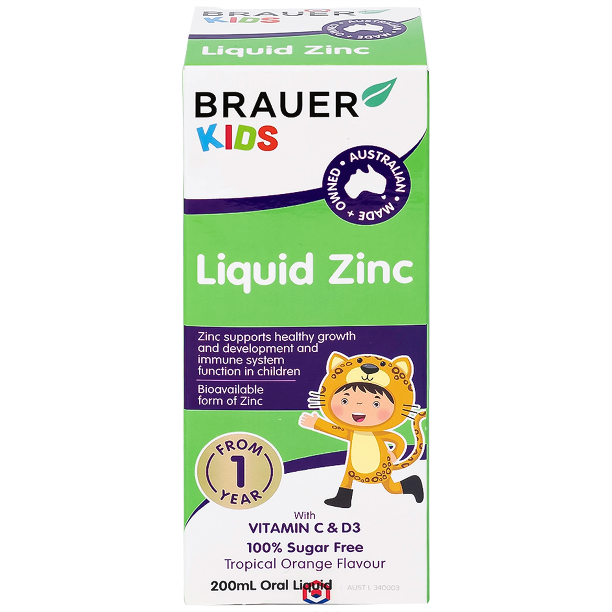 Siro bổ sung kẽm tăng sức đề kháng cho trẻBrauer Baby & Kids Liquid Zinc (200ml)