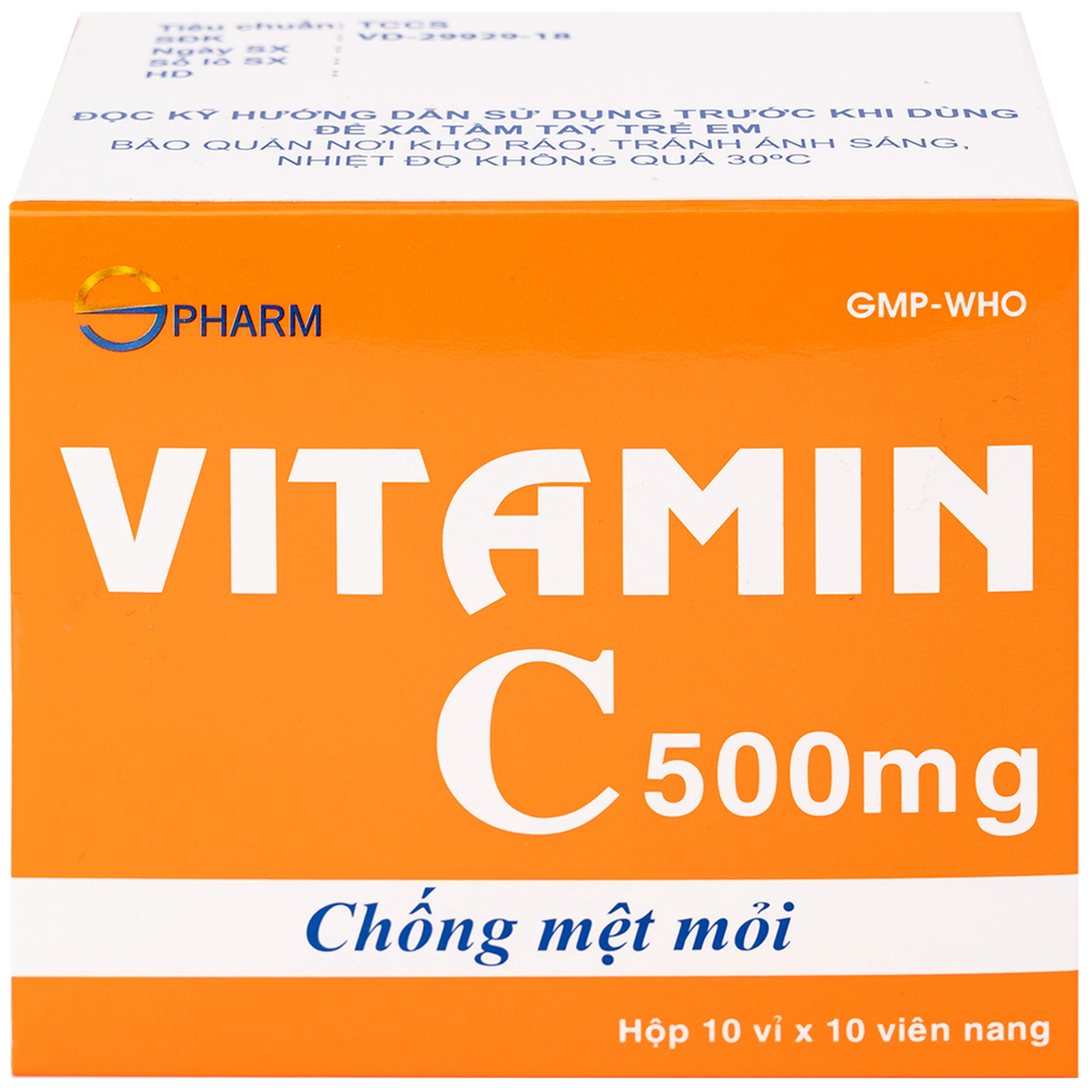 Thuốc Vitamin C 500mg SPHARM phòng và trị thiếu vitamin C (10 vỉ x 10 viên)