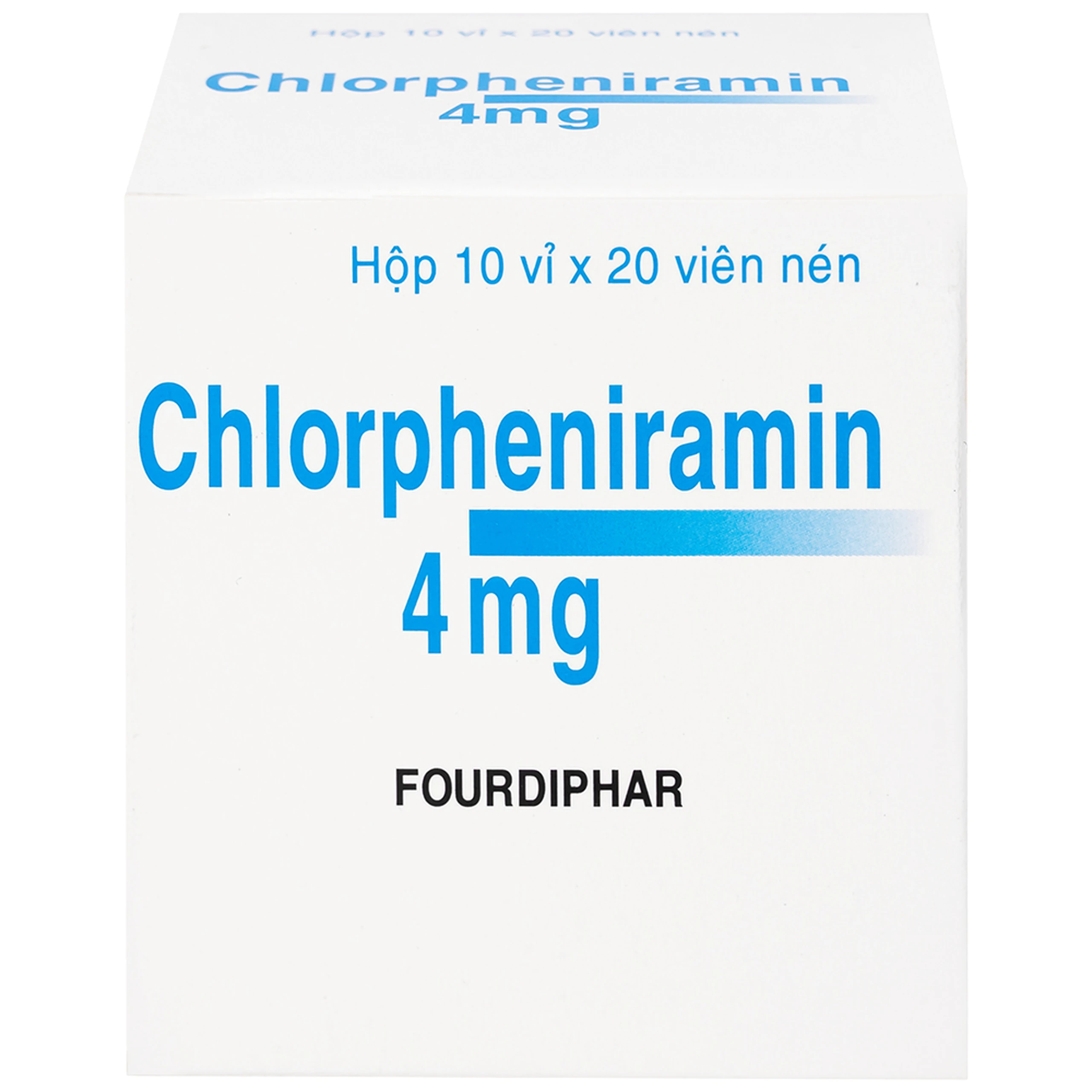 Thuốc Chlorpheniramin 4mg Fourdiphar điều trị viêm mũi dị ứng, mày đay (10 vỉ x 20 viên)