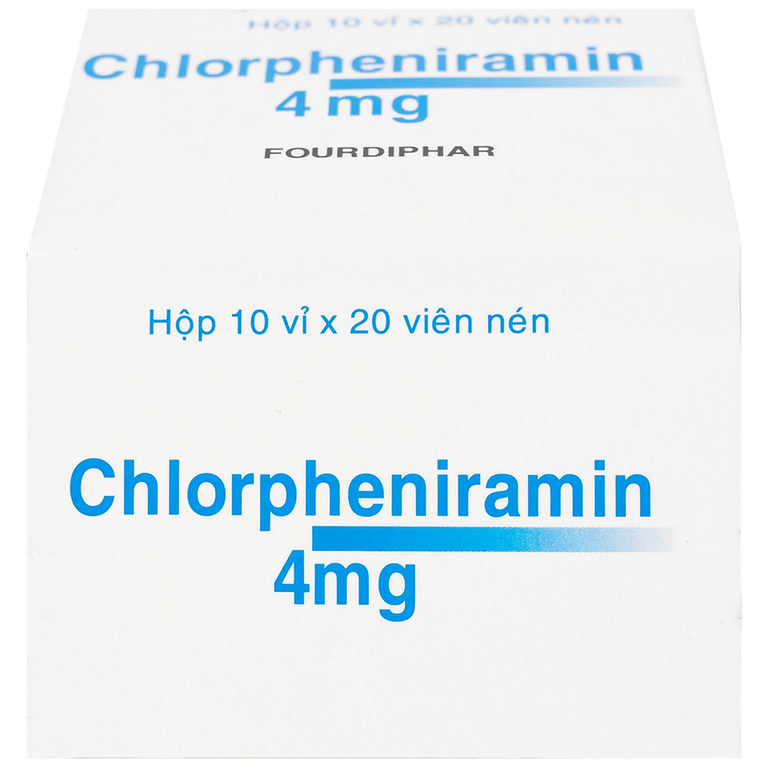 Thuốc Chlorpheniramin 4mg Fourdiphar điều trị viêm mũi dị ứng, mày đay (10 vỉ x 20 viên)
