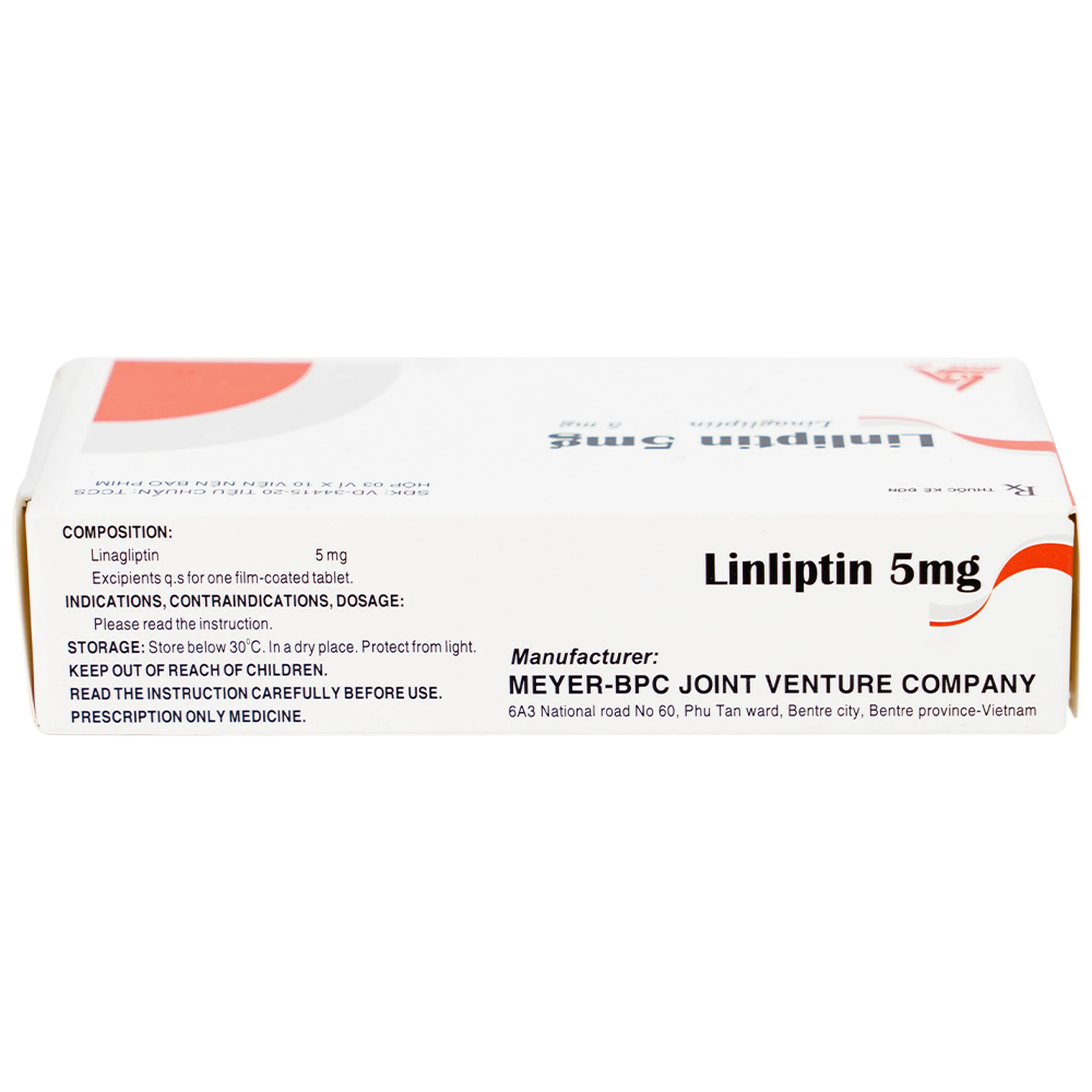 Thuốc Linliptin 5mg Meyer - BPC điều trị đái tháo đường típ 2 (3 vỉ x 10 viên)