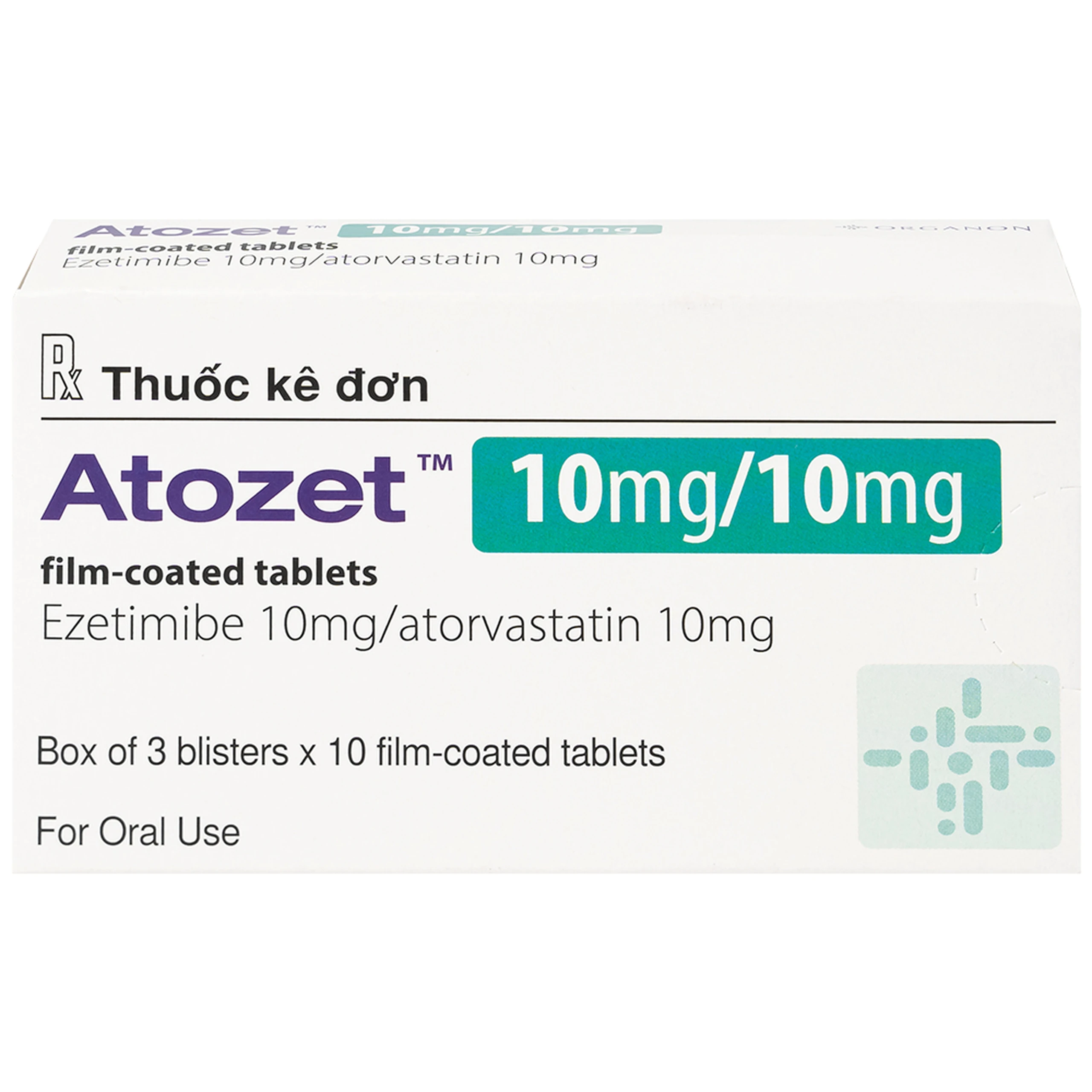 Thuốc Atozet 10mg/10mg MSD điều trị rối loạn mỡ máu, phòng ngừa các bệnh tim mạch (3 vỉ x 10 viên)