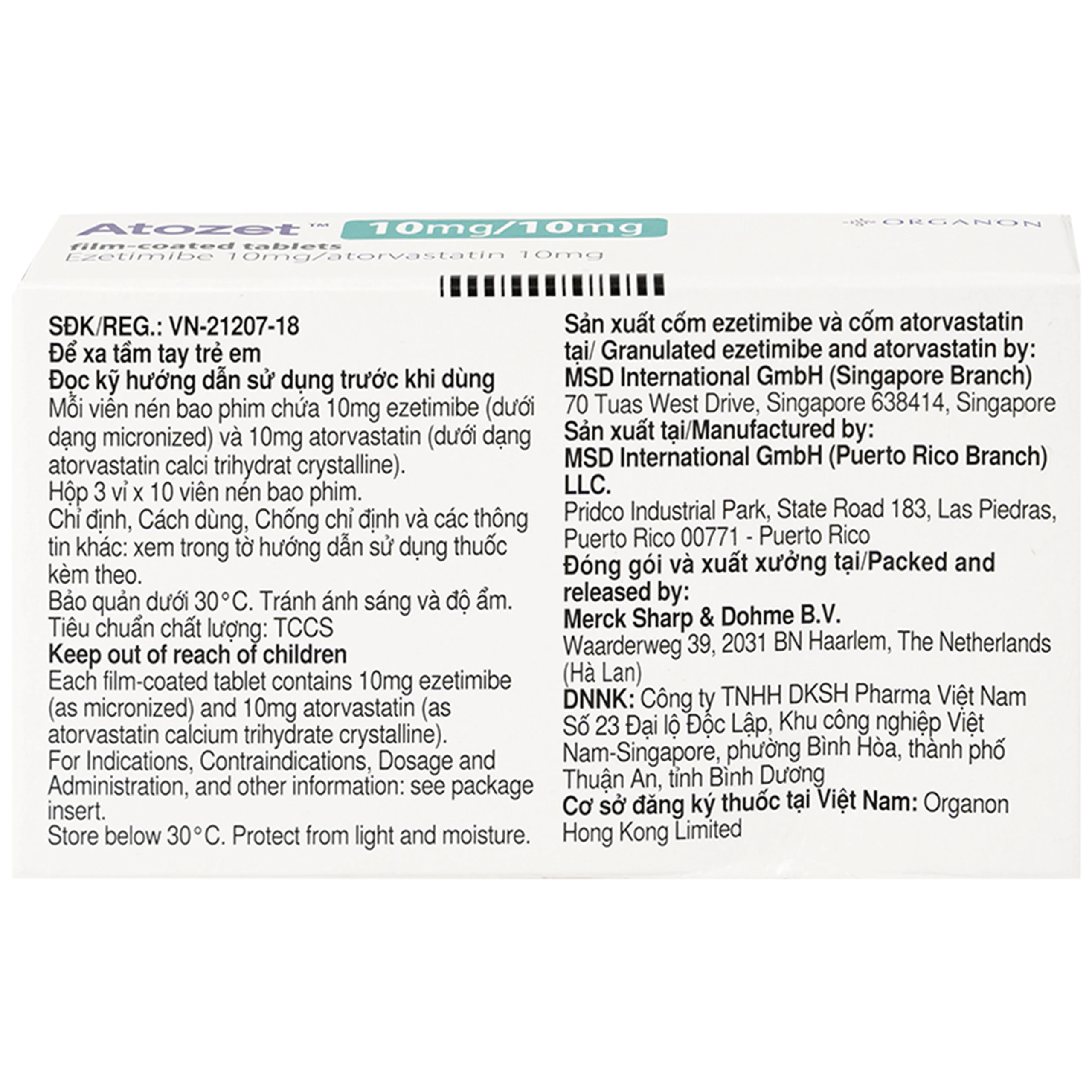 Thuốc Atozet 10mg/10mg MSD điều trị rối loạn mỡ máu, phòng ngừa các bệnh tim mạch (3 vỉ x 10 viên)