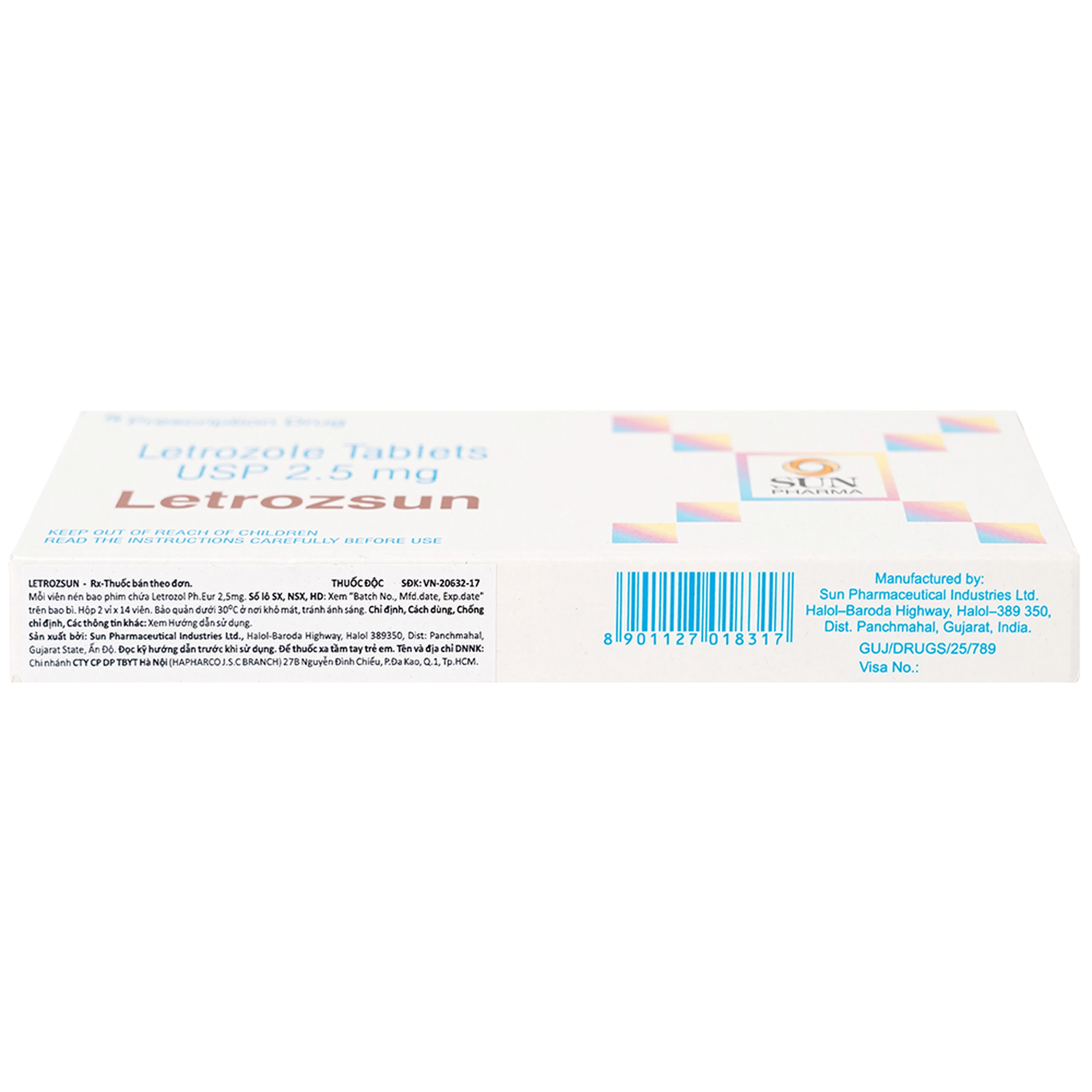 Thuốc Letrozsun 2.5mg Sun Pharma hỗ trợ điều trị ung thư vú (2 vỉ x 14 viên)