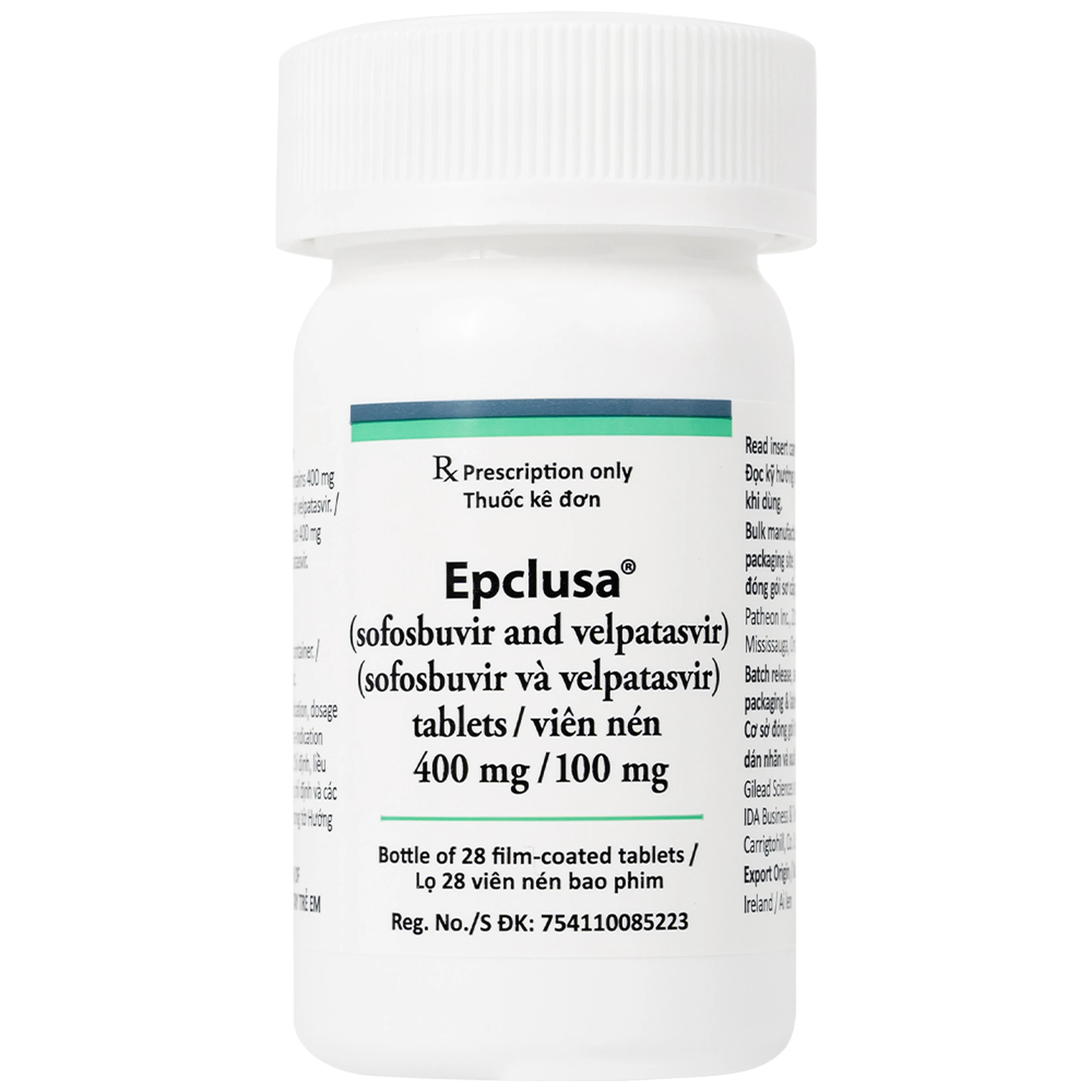 Thuốc Epclusa 400mg/100mg Gilead điều trị viêm gan C mãn tính (28 viên)