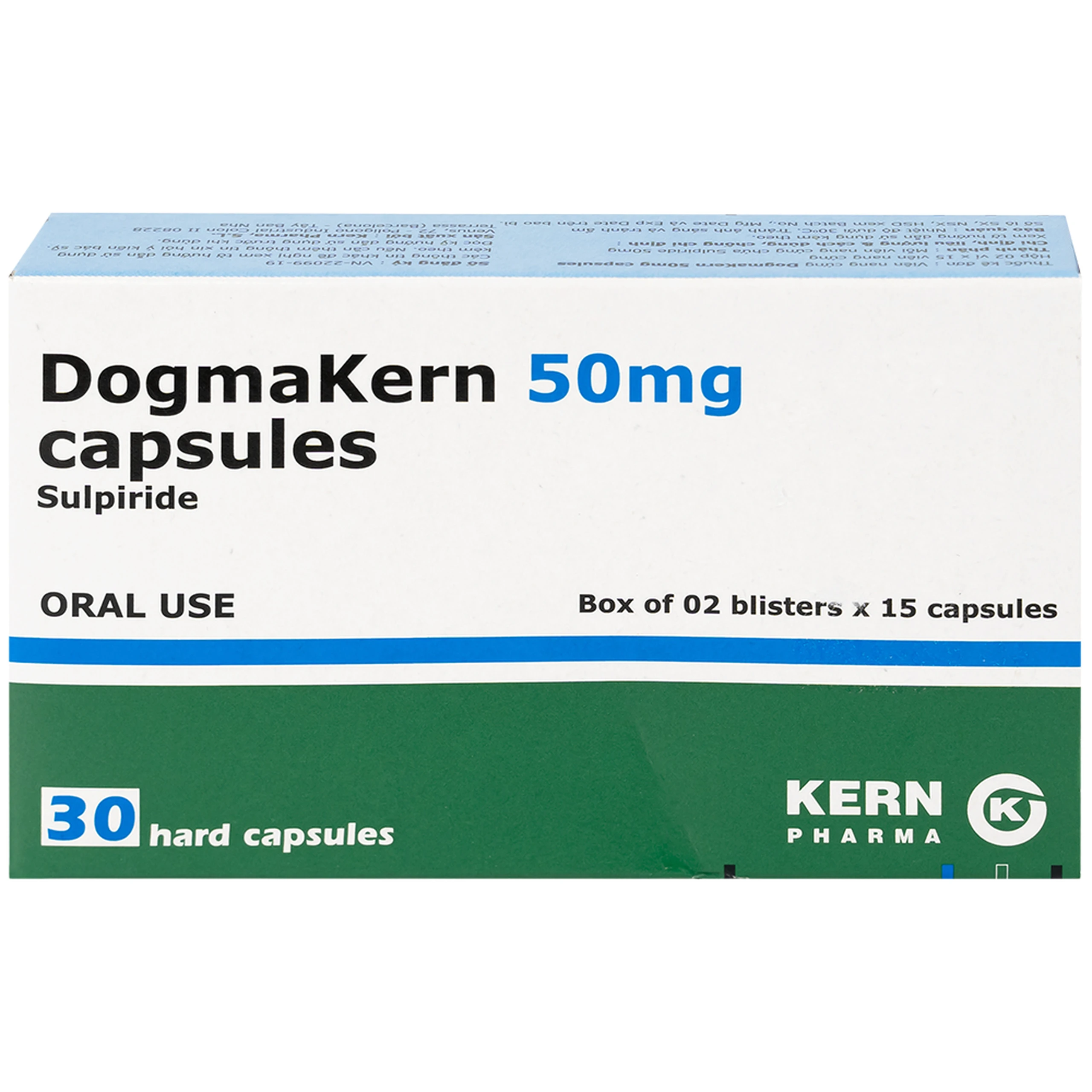 Thuốc DogmaKern 50mg capsules điều trị tâm thần phân liệt cấp và mạn tính (2 vỉ x 15 viên)