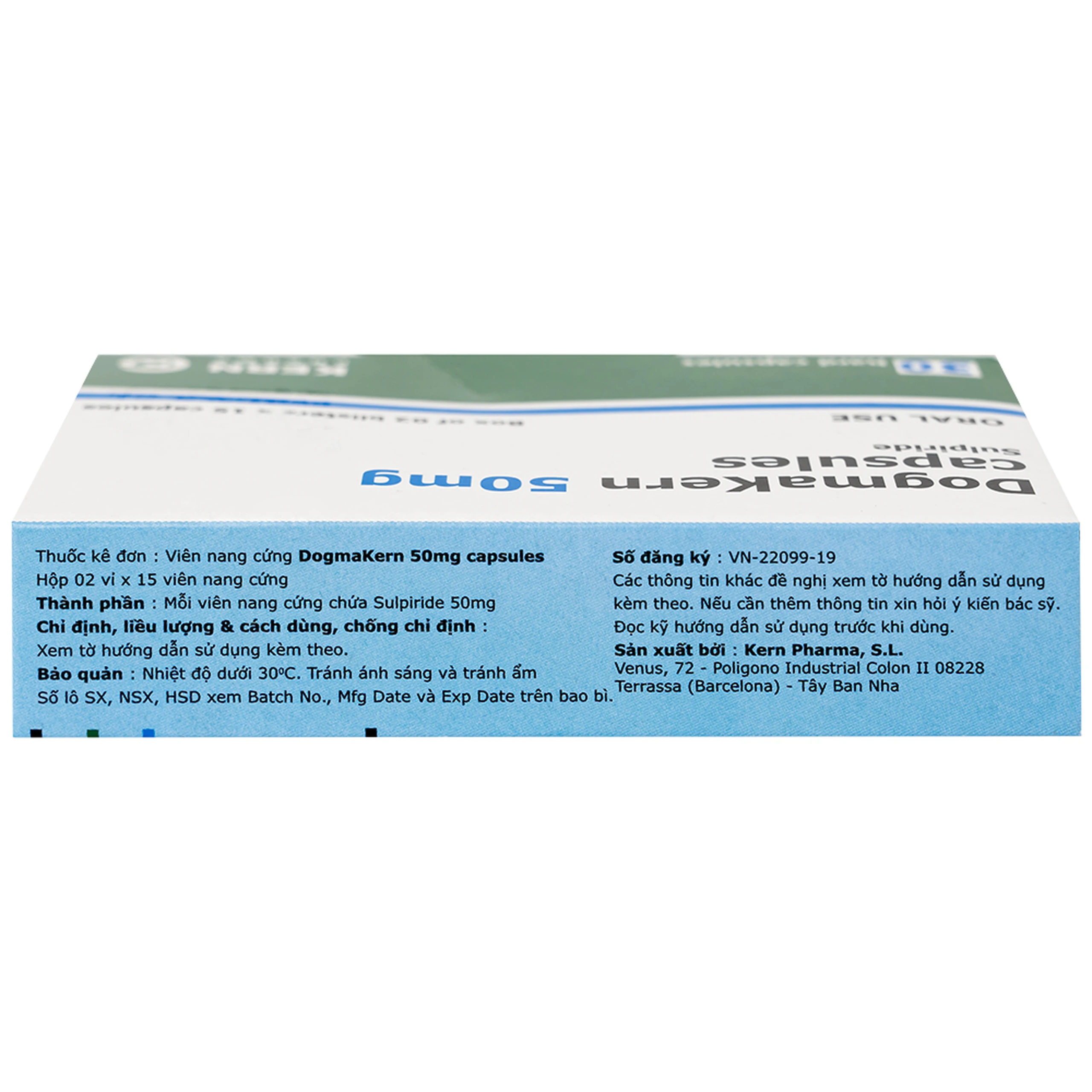 Thuốc DogmaKern 50mg capsules điều trị tâm thần phân liệt cấp và mạn tính (2 vỉ x 15 viên)