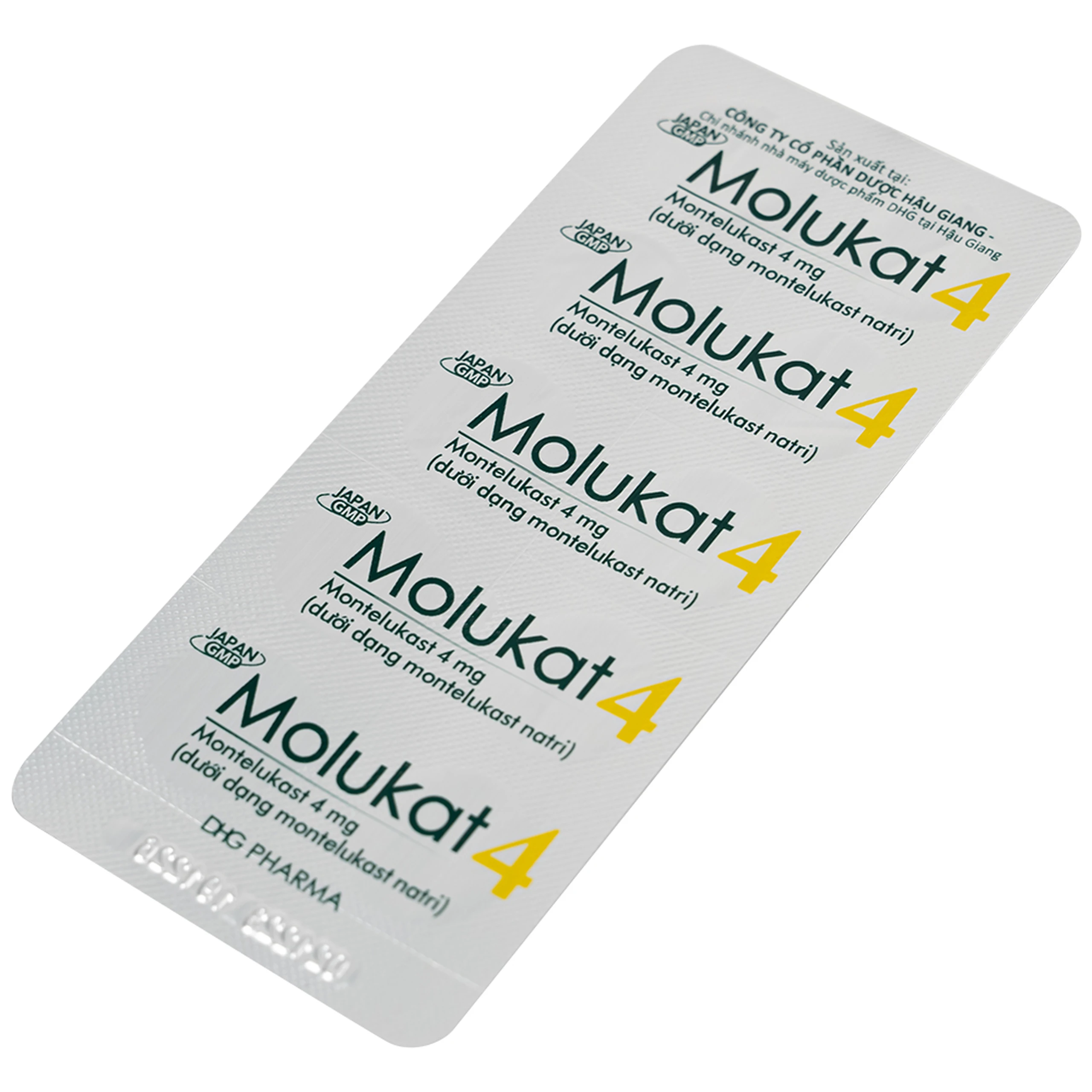 Thuốc Molukat 4mg DHG phòng và điều trị hen suyễn mức nhẹ đến trung bình (3 vỉ x 10 viên)