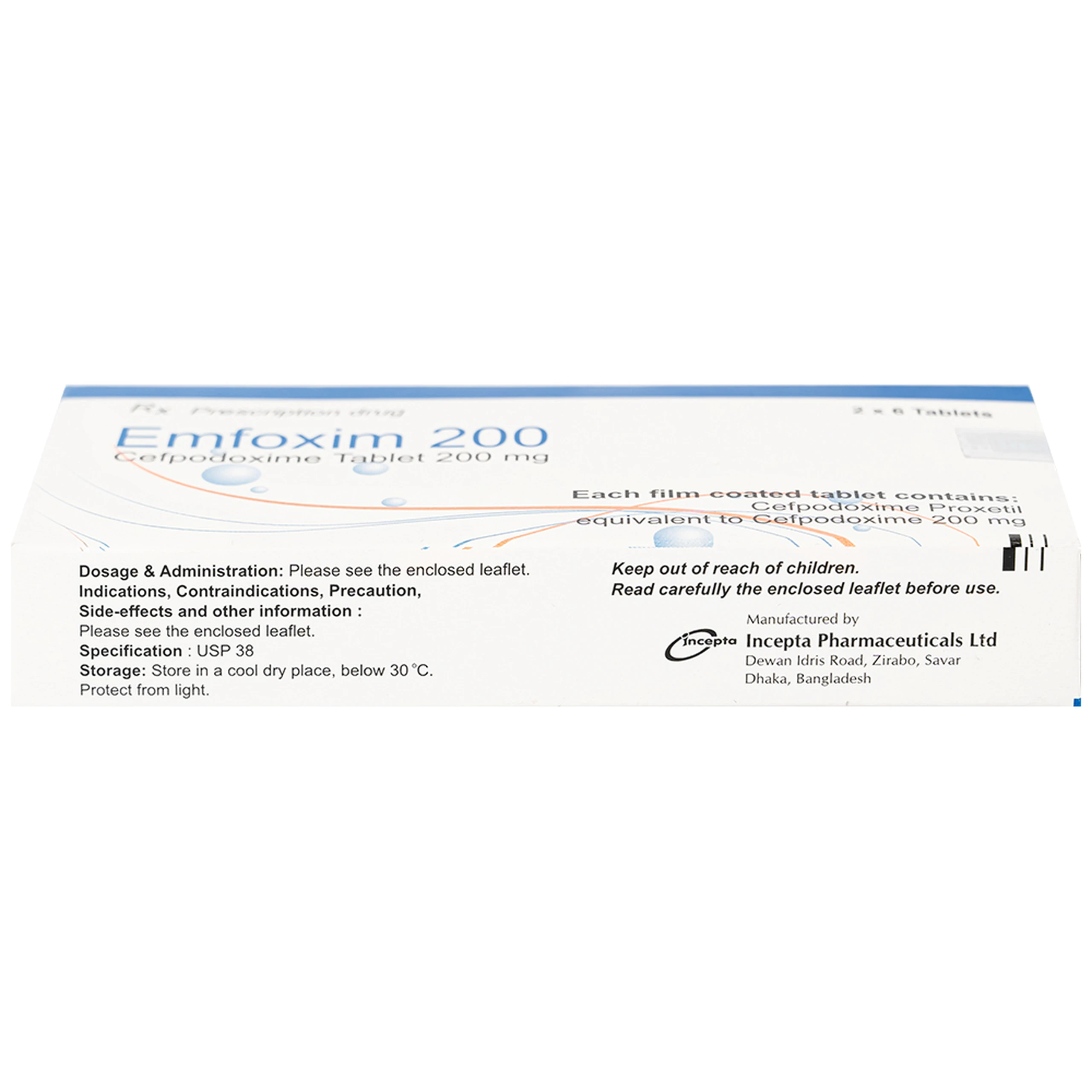 Thuốc Emfoxim 200Mg Incepta điều trị các trường hợp nhiễm khuẩn từ nhẹ đến trung bình (2 vỉ x 6 viên)