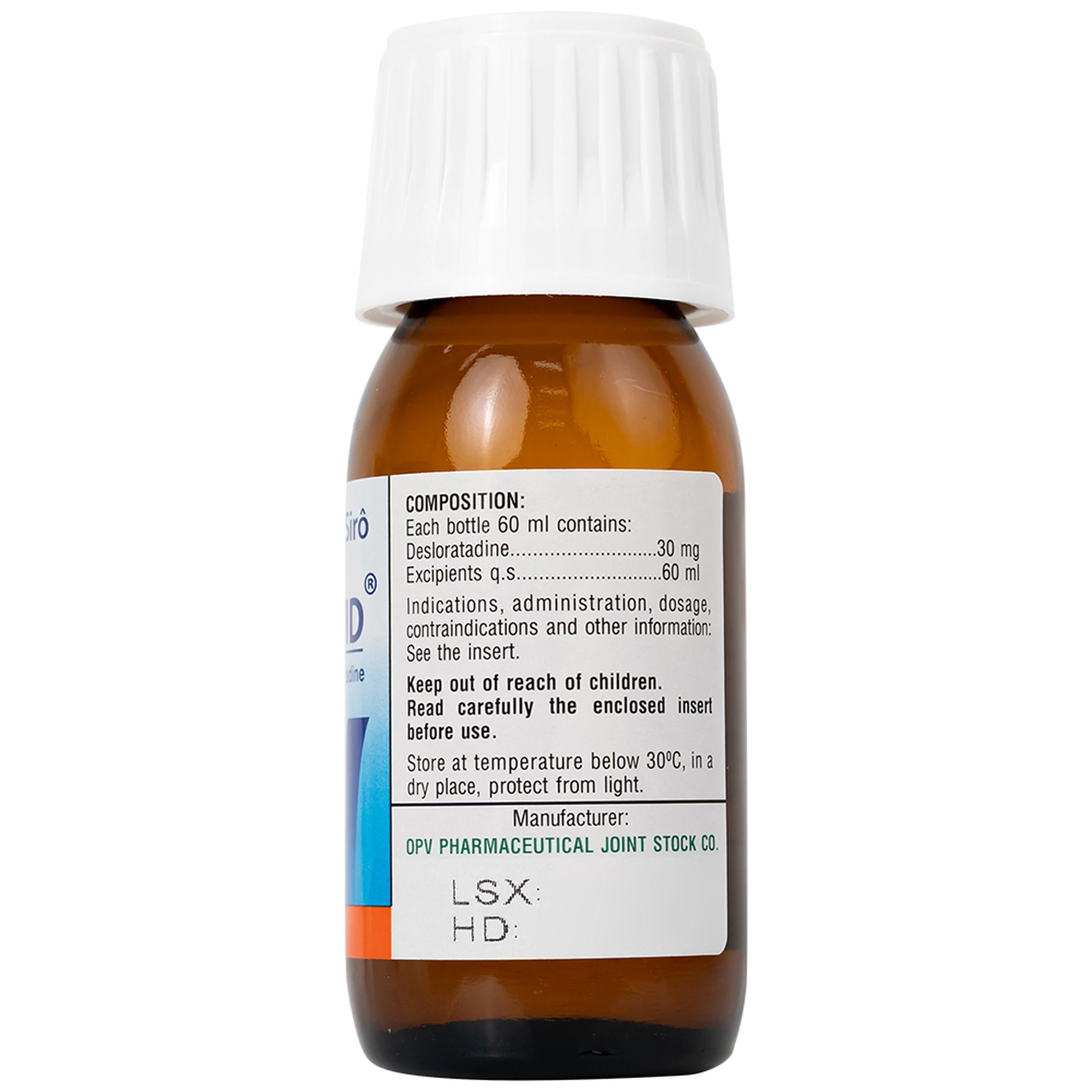 Siro Deslotid OPV trị viêm mũi dị ứng, phản ứng dị ứng da (60ml)