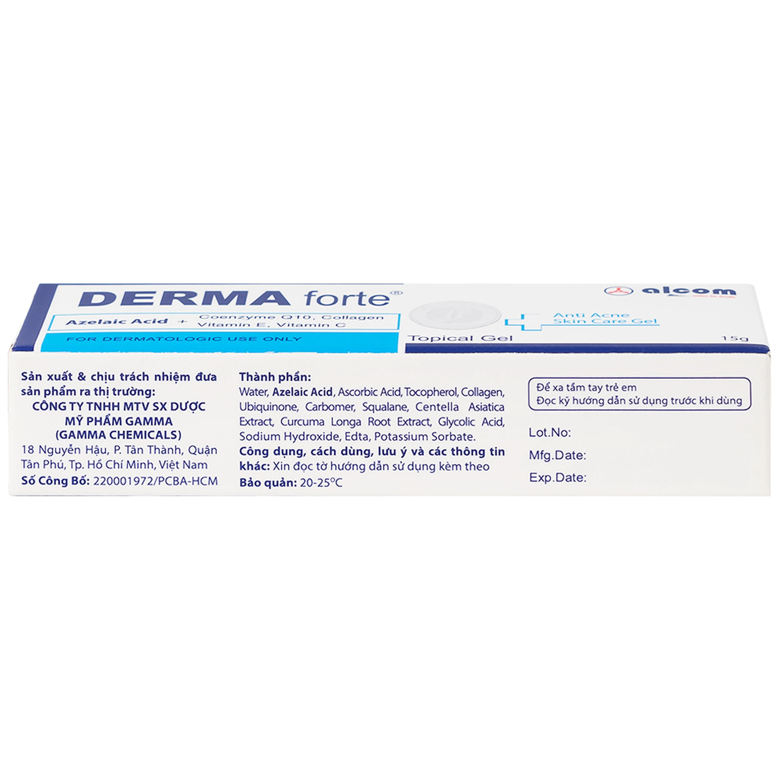 Gel bôi Derma Forte Gamma hỗ trợ cải thiện mụn và vết thâm (15g)