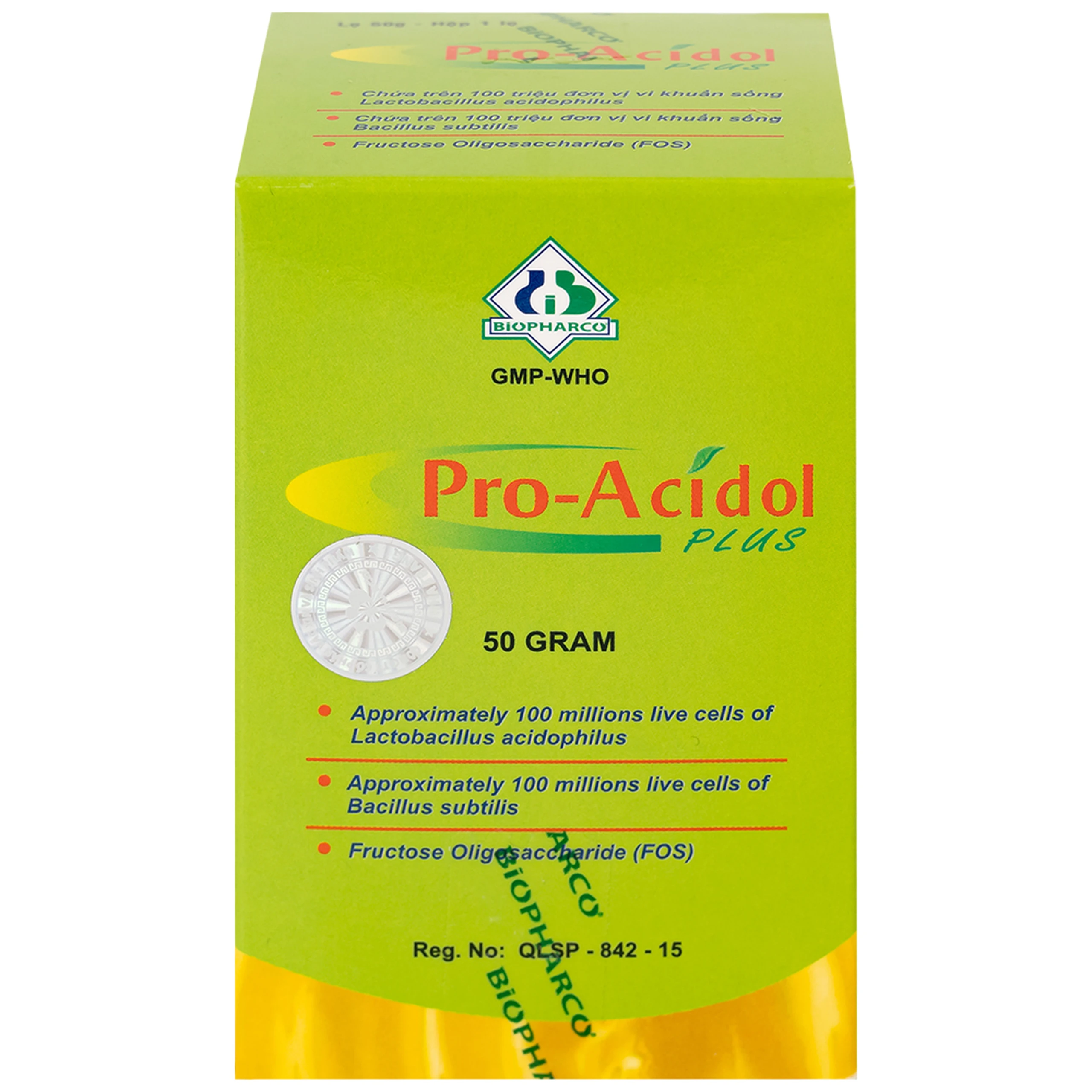 Thuốc Pro-Acidol Plus 50g Biopharco điều trị rối loạn tiêu hóa, viêm ruột, tiêu chảy, táo bón 