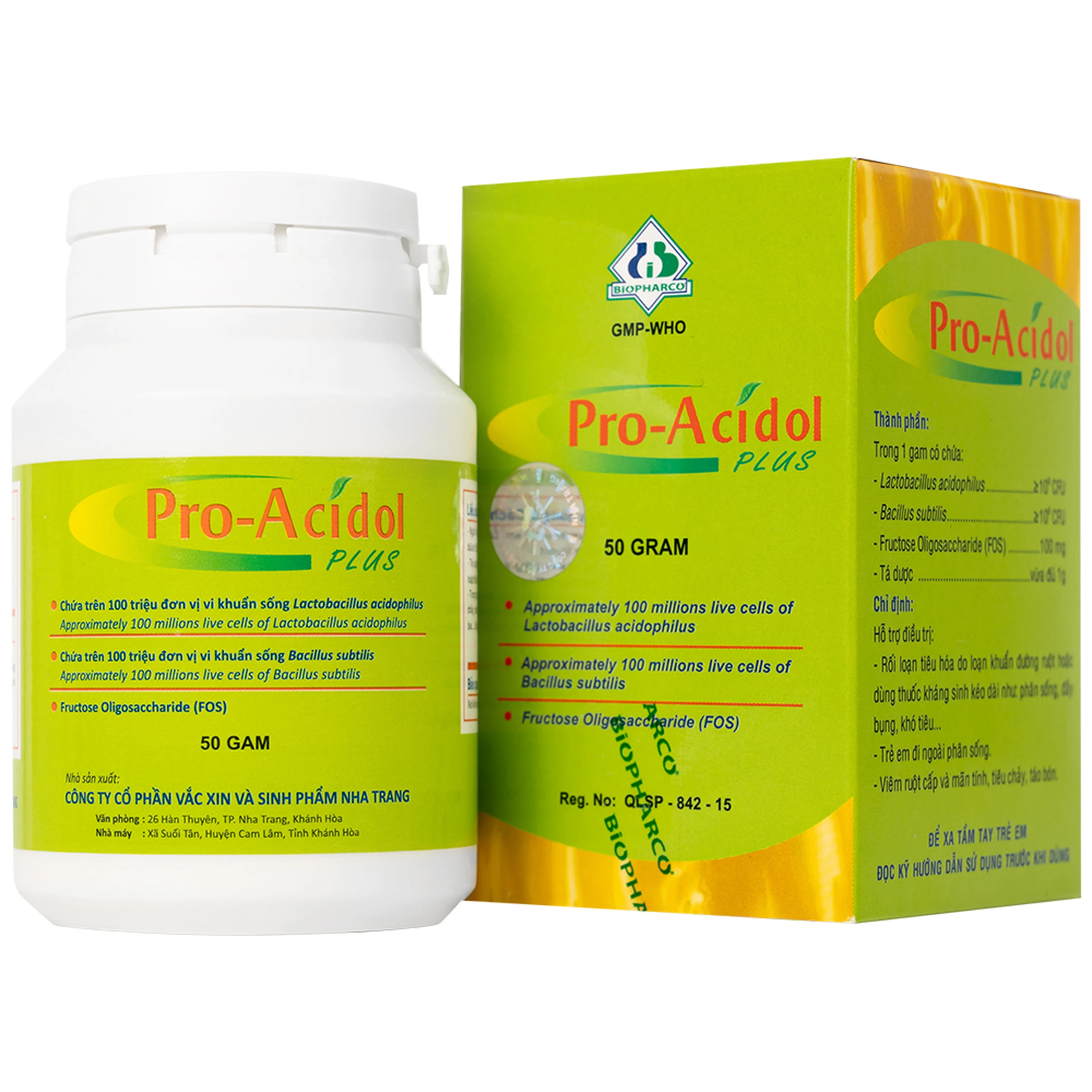 Thuốc Pro-Acidol Plus 50g Biopharco điều trị rối loạn tiêu hóa, viêm ruột, tiêu chảy, táo bón 