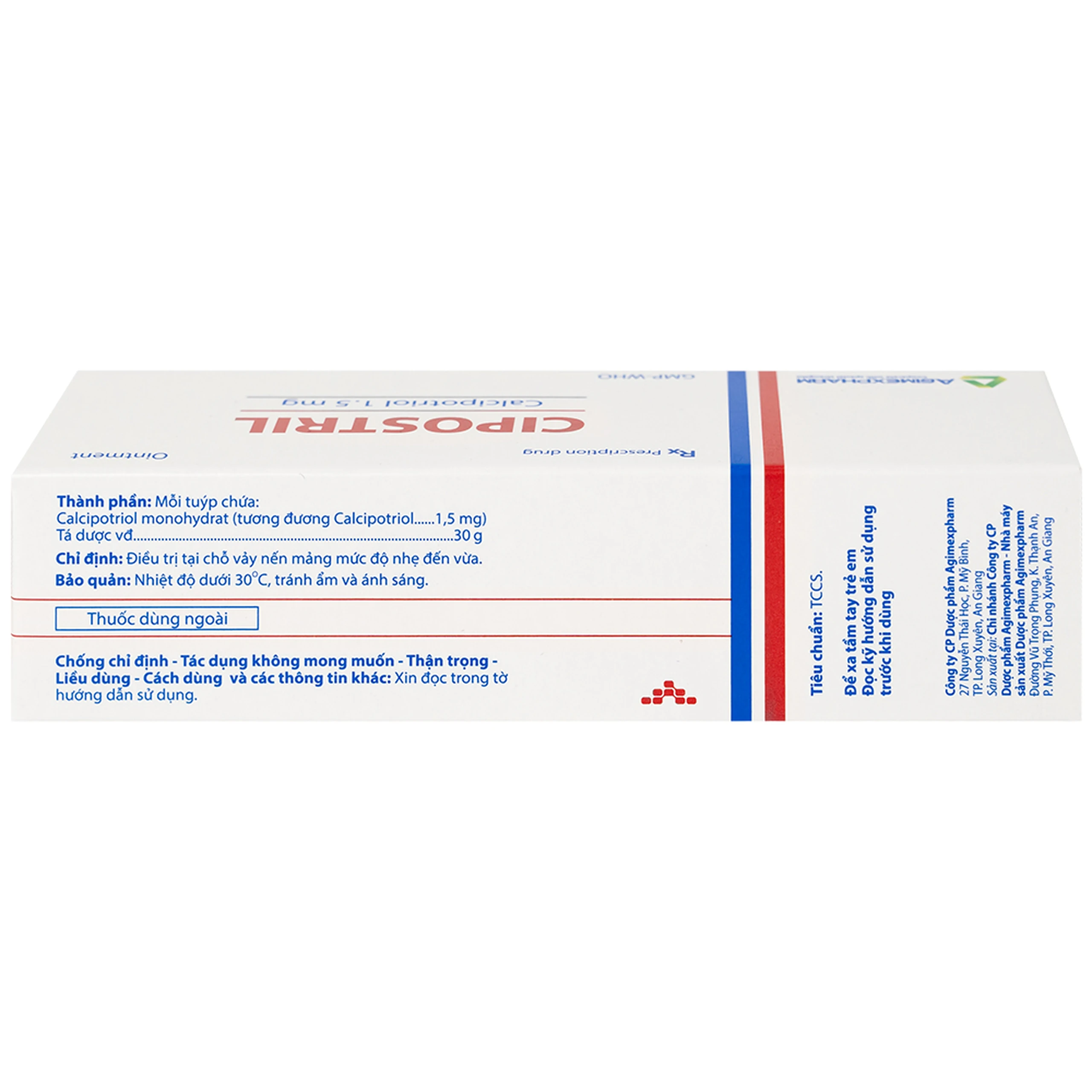 Thuốc mỡ Cipostril 1.5mg Agimexpharm điều trị tại chỗ vảy nến mảng mức độ nhẹ đến vừa (30g)