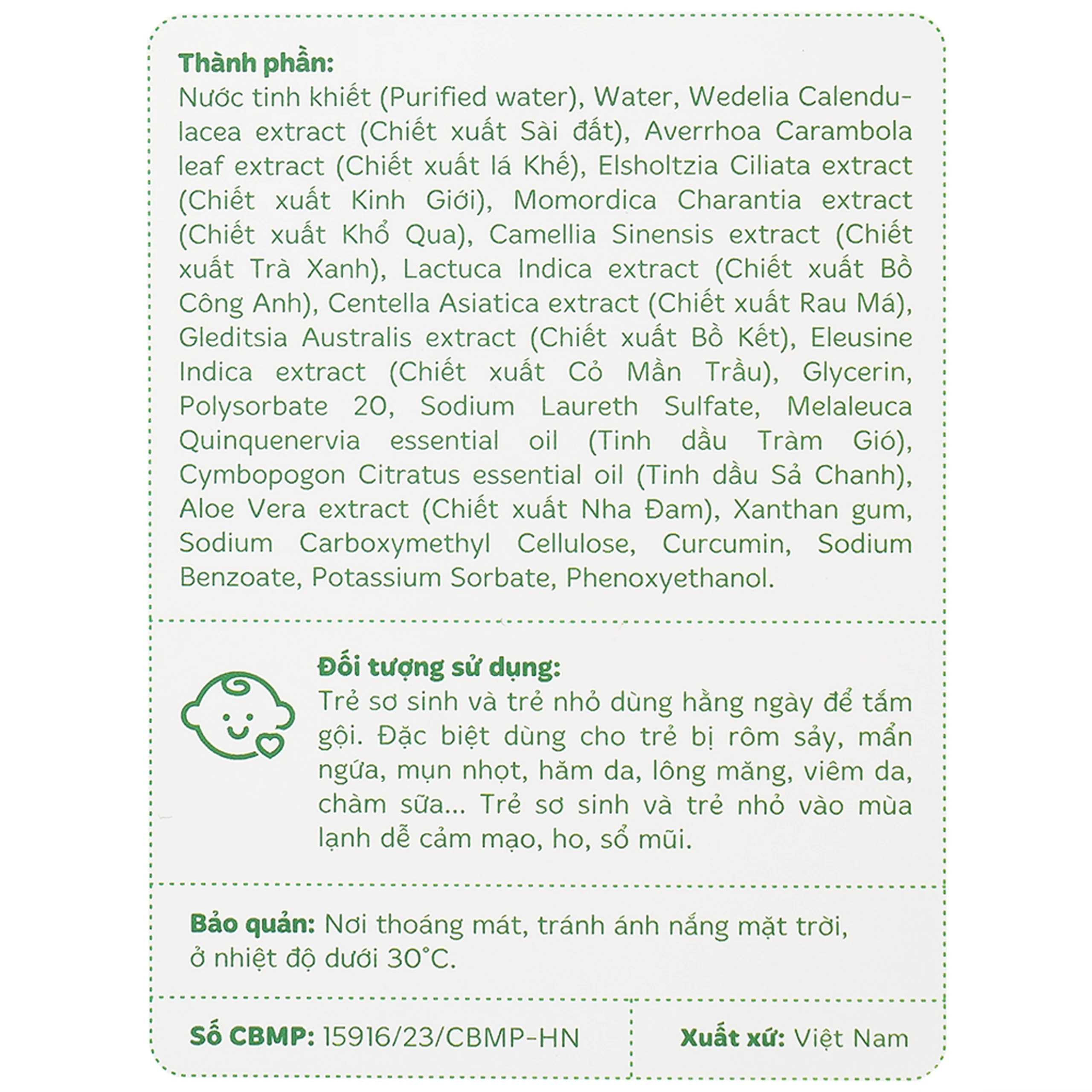 Nước tắm gội thảo dược cho bé Kutieskin làm sạch, dưỡng mềm da và tóc (200ml)