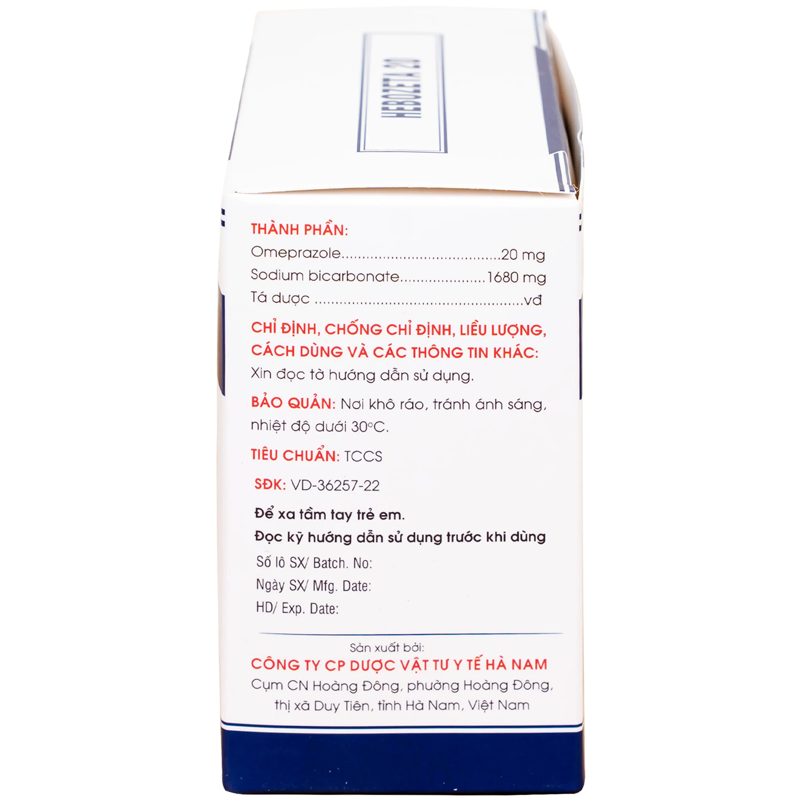 Thuốc Hebozeta 20 Hamedi điều trị ngắn hạn loét tá tràng tiến triển (30 gói)