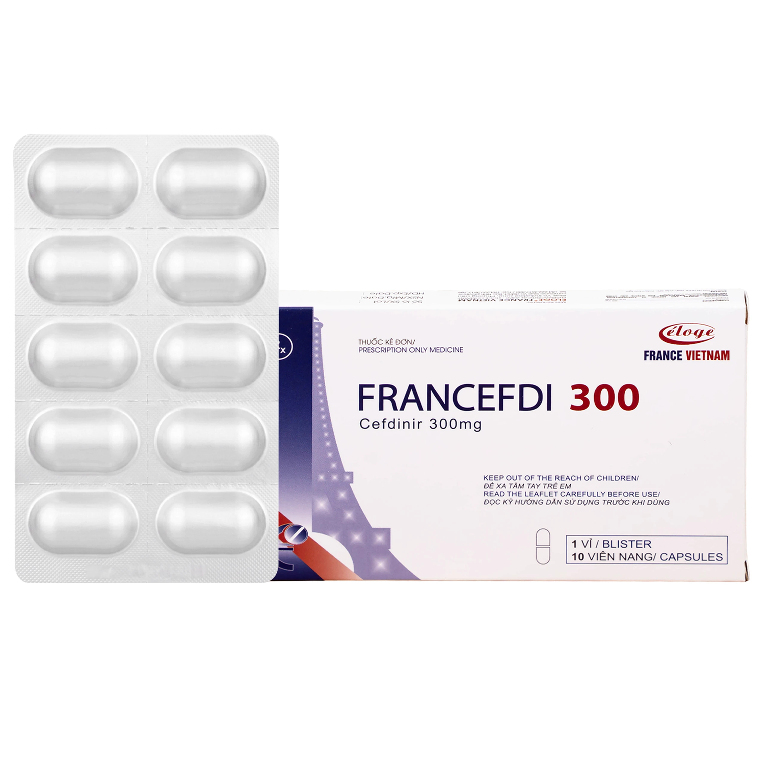 Thuốc Francefdi 300mg Eloge trị viêm họng, viêm amidan, viêm xoang, viêm phế quản (1 vỉ x 10 viên) 1