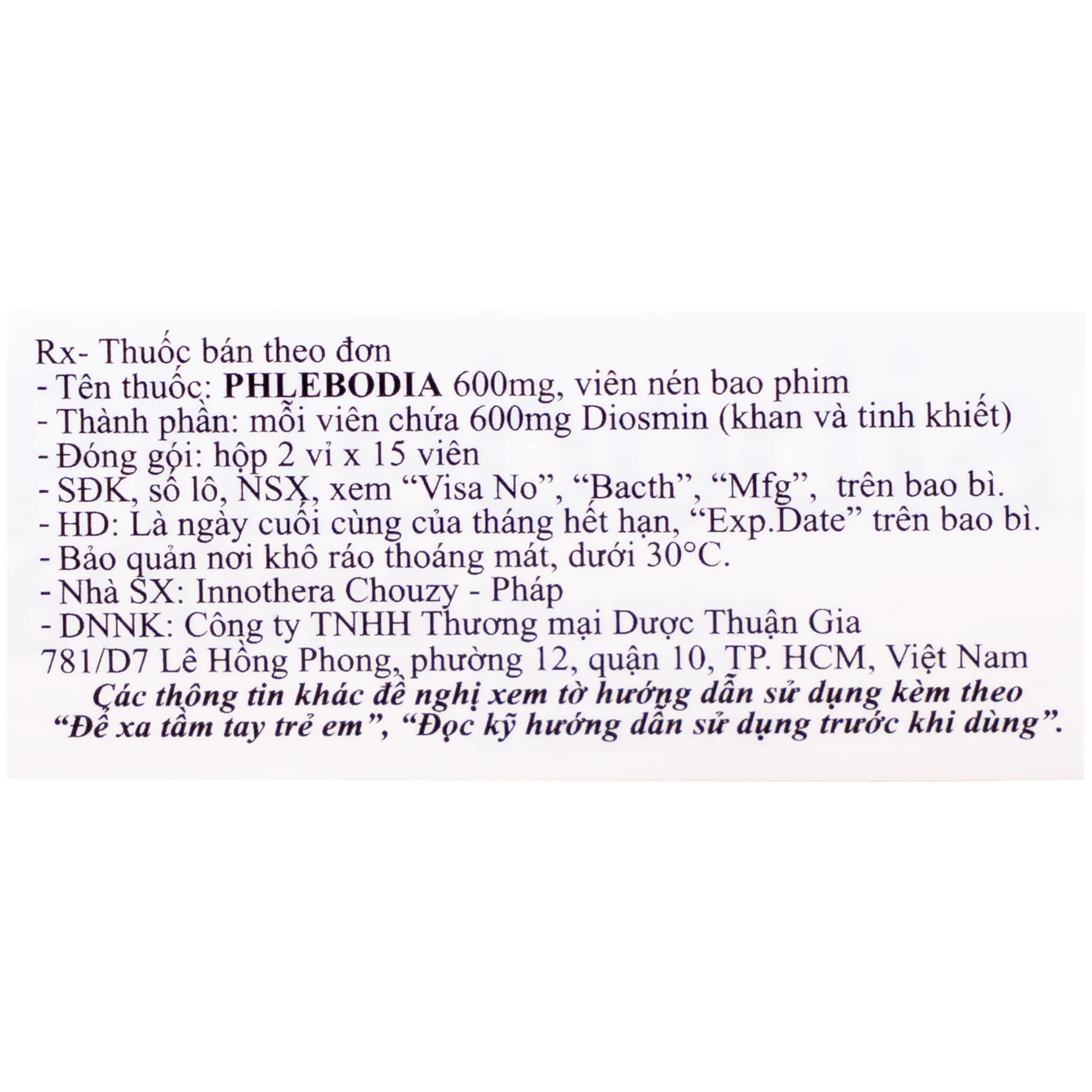 Thuốc Phlebodia 600mg Innothera điều trị trĩ cấp tính, suy tuần hoàn (2 vỉ x 15 viên)