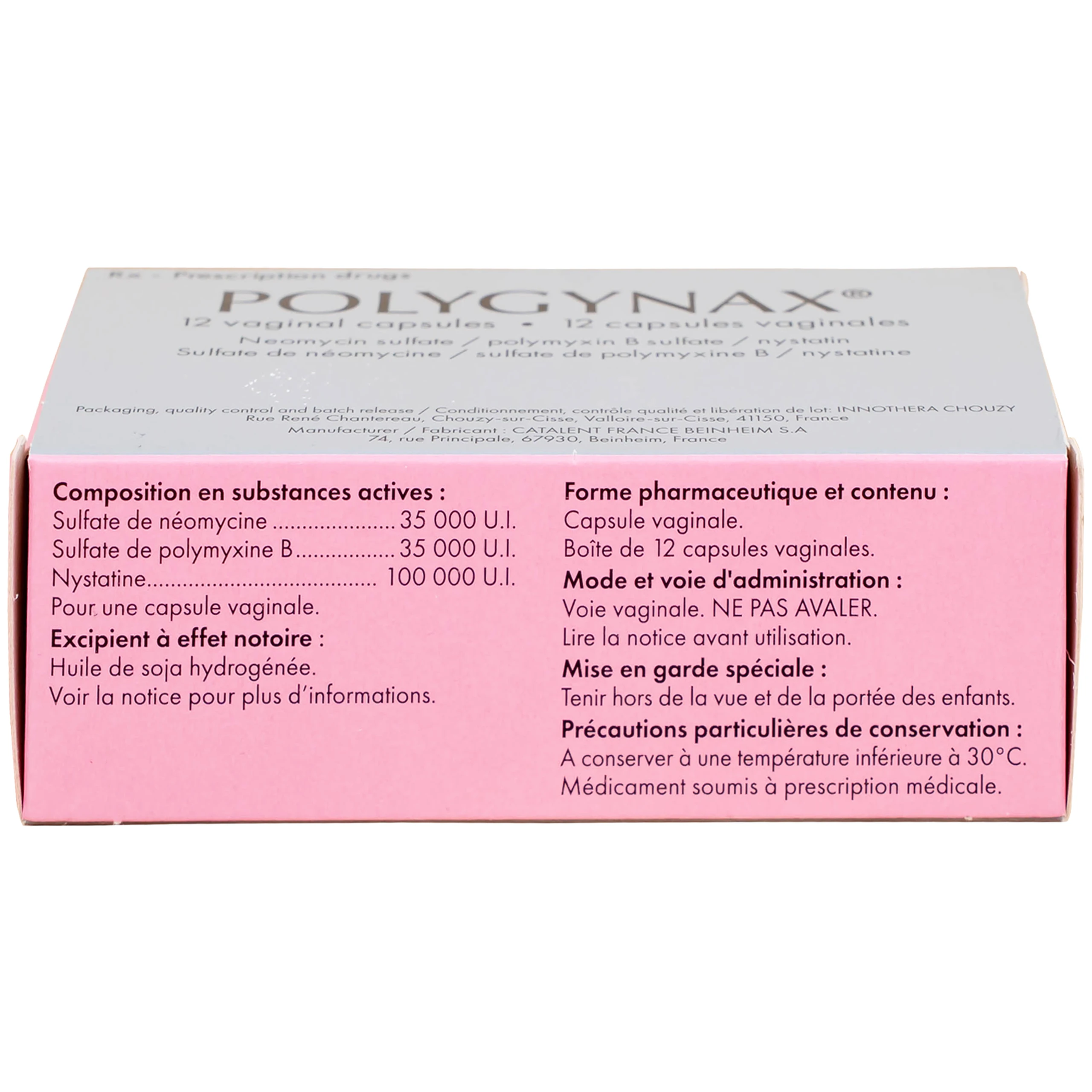 Viên đặt âm đạo Polygynax Innothera Chouzy điều trị viêm âm đạo, âm hộ - âm đạo (2 vỉ x 6 viên)