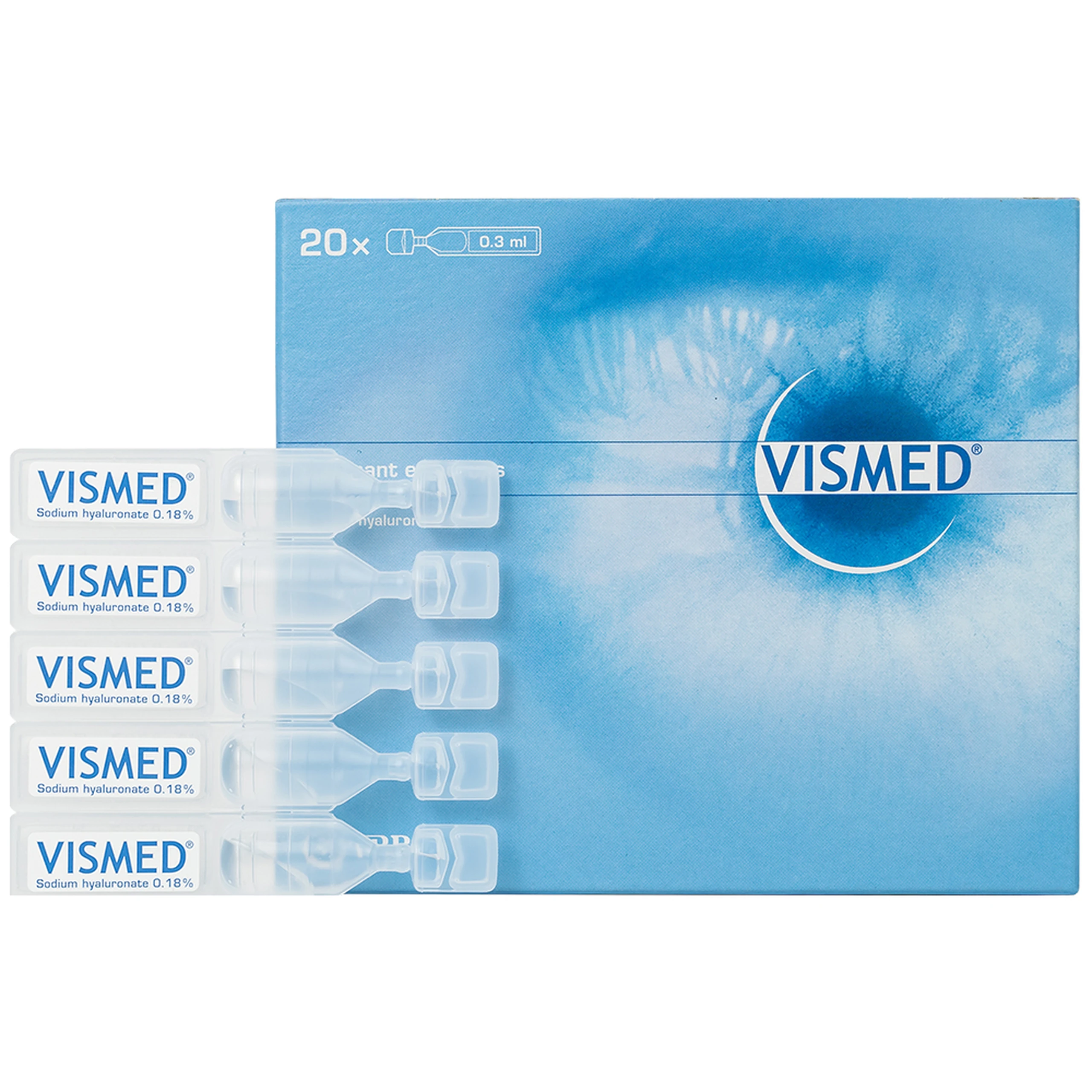 Nhỏ mắt Vismed 0.18% dùng cho mắt khô,tổn thương bề mặt nhãn cầu (20 ống x 0.3ml)