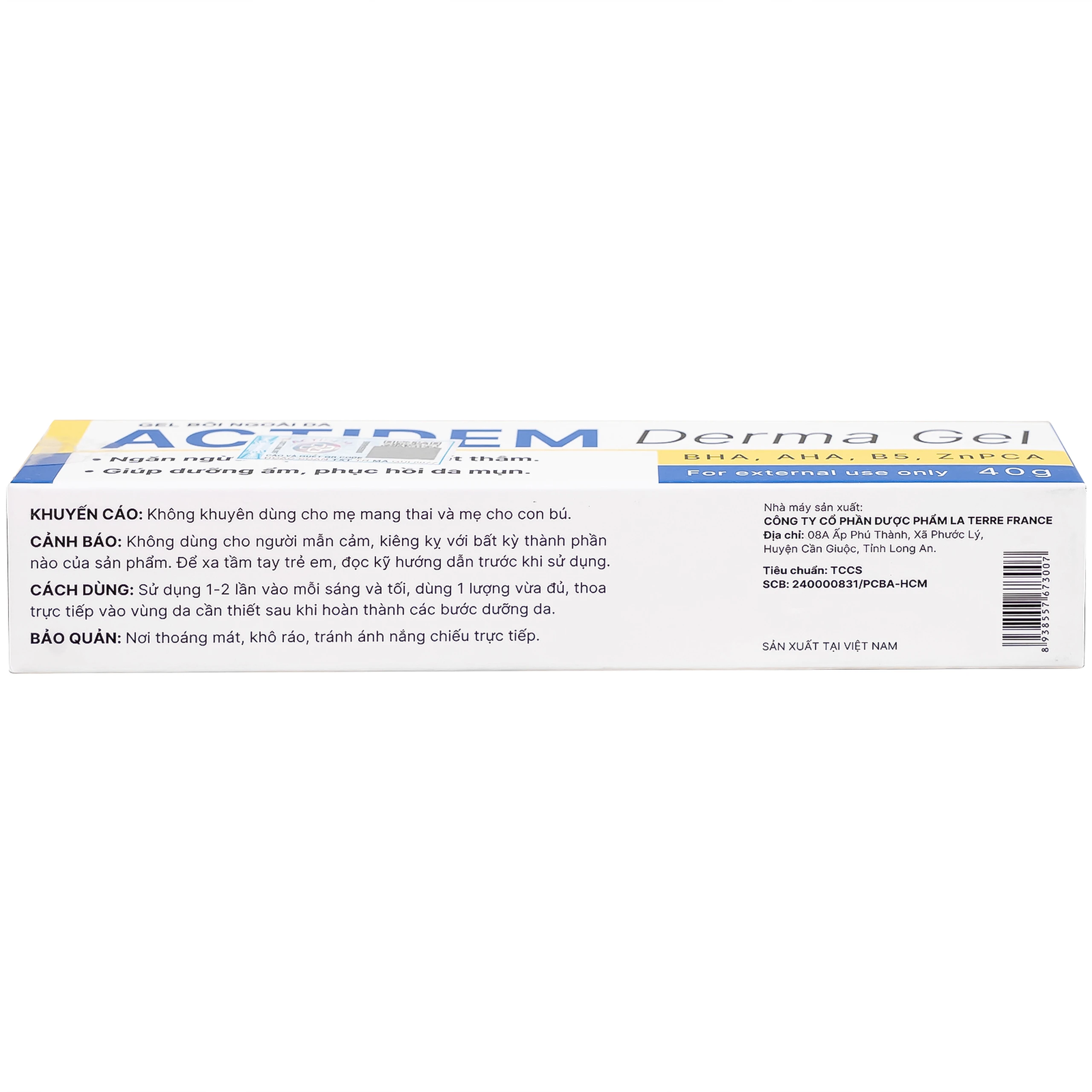 Gel Actidem Derma giúp ngăn ngừa mụn, làm mờ vết thâm (40g)