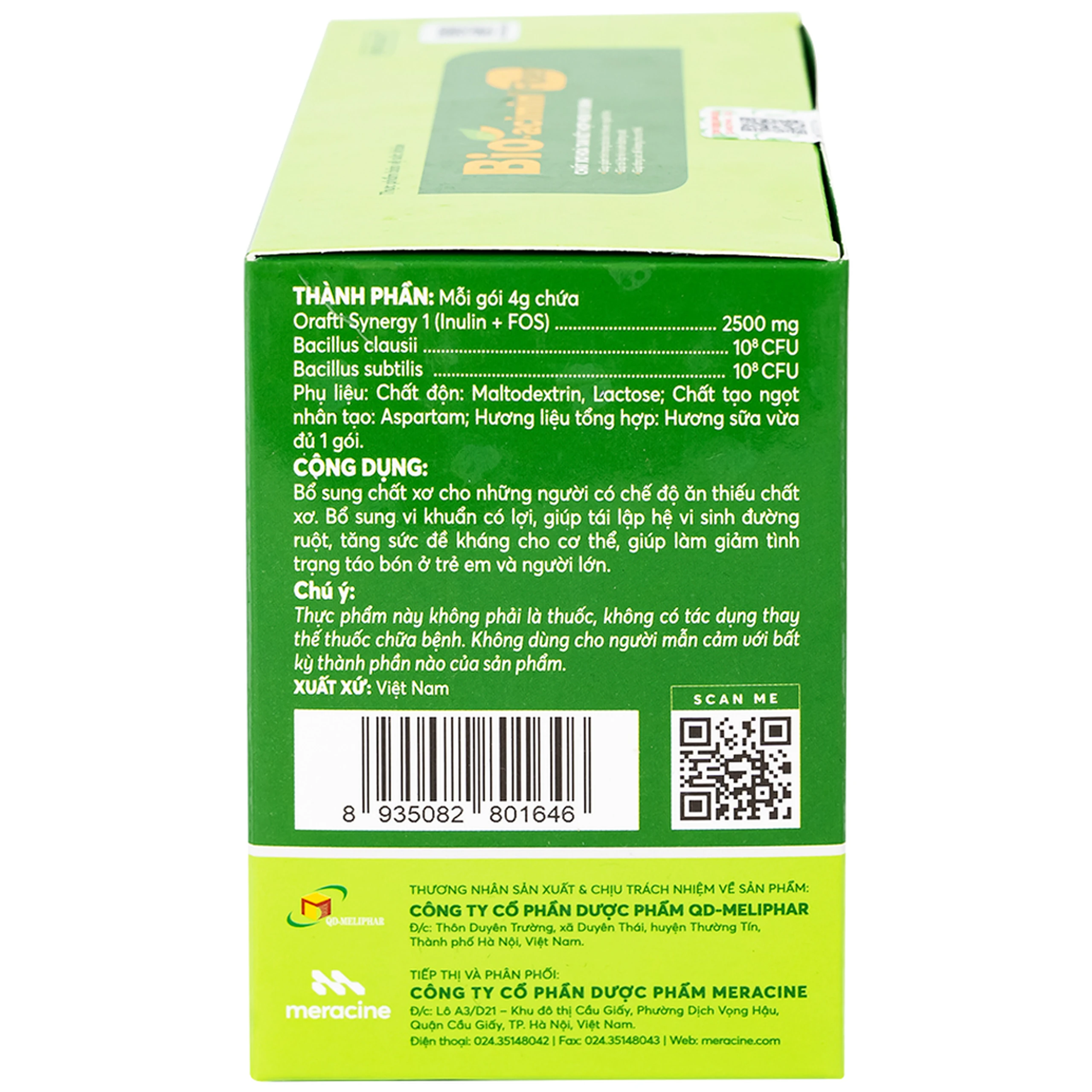 Cốm giúp làm giảm táo bón Bio-acimin Fiber Meracine (30 gói)