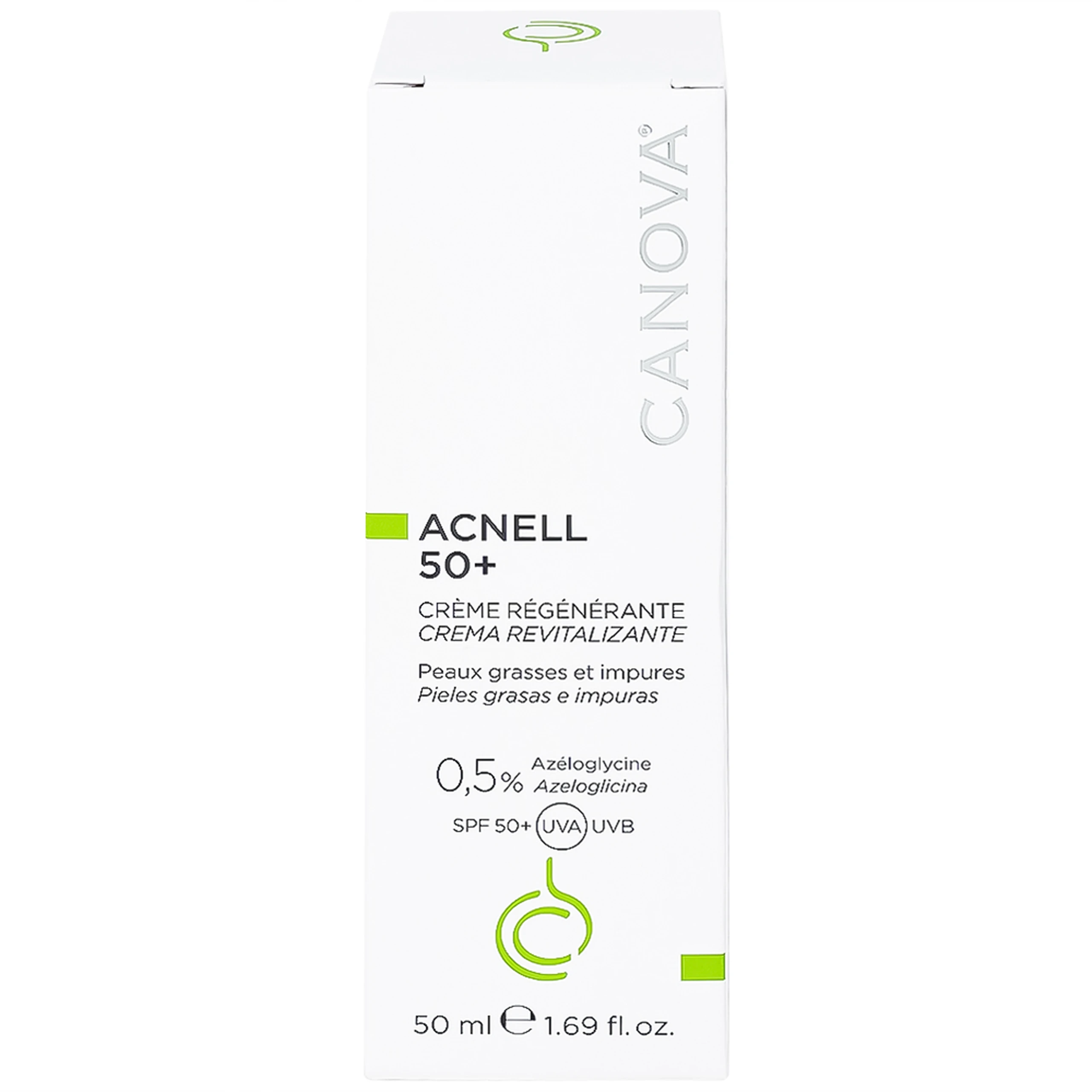 Kem ngừa mụn ban ngày Canova Acnell 50+ giúp chăm sóc và dưỡng ẩm cho da bị mụn, da kích ứng và da nhạy cảm (50ml)