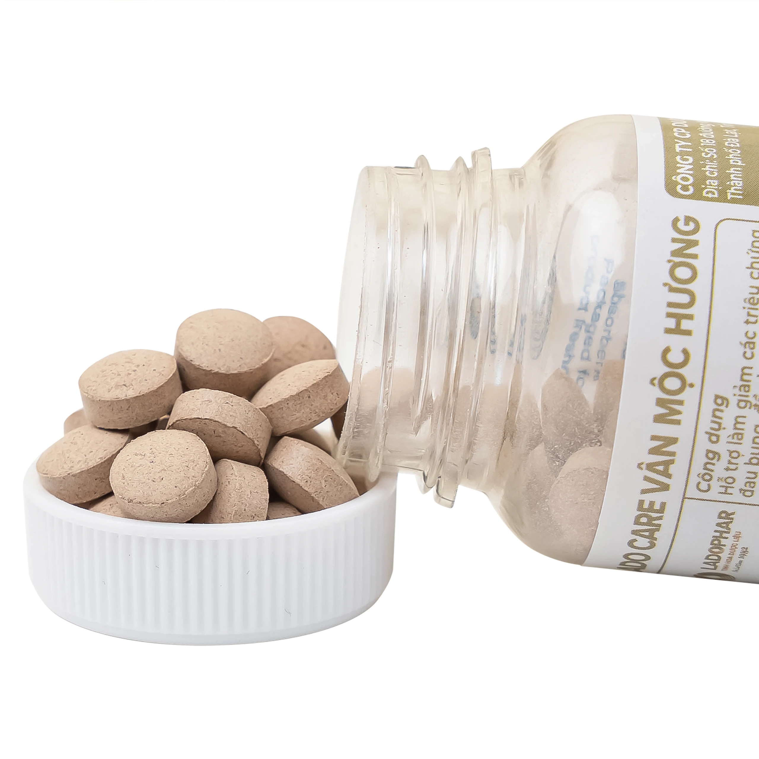 Viên hỗ trợ giảm triệu chứng đầy bụng, khó tiêu Lado Care Vân Mộc Hương Ladophar (80 viên)