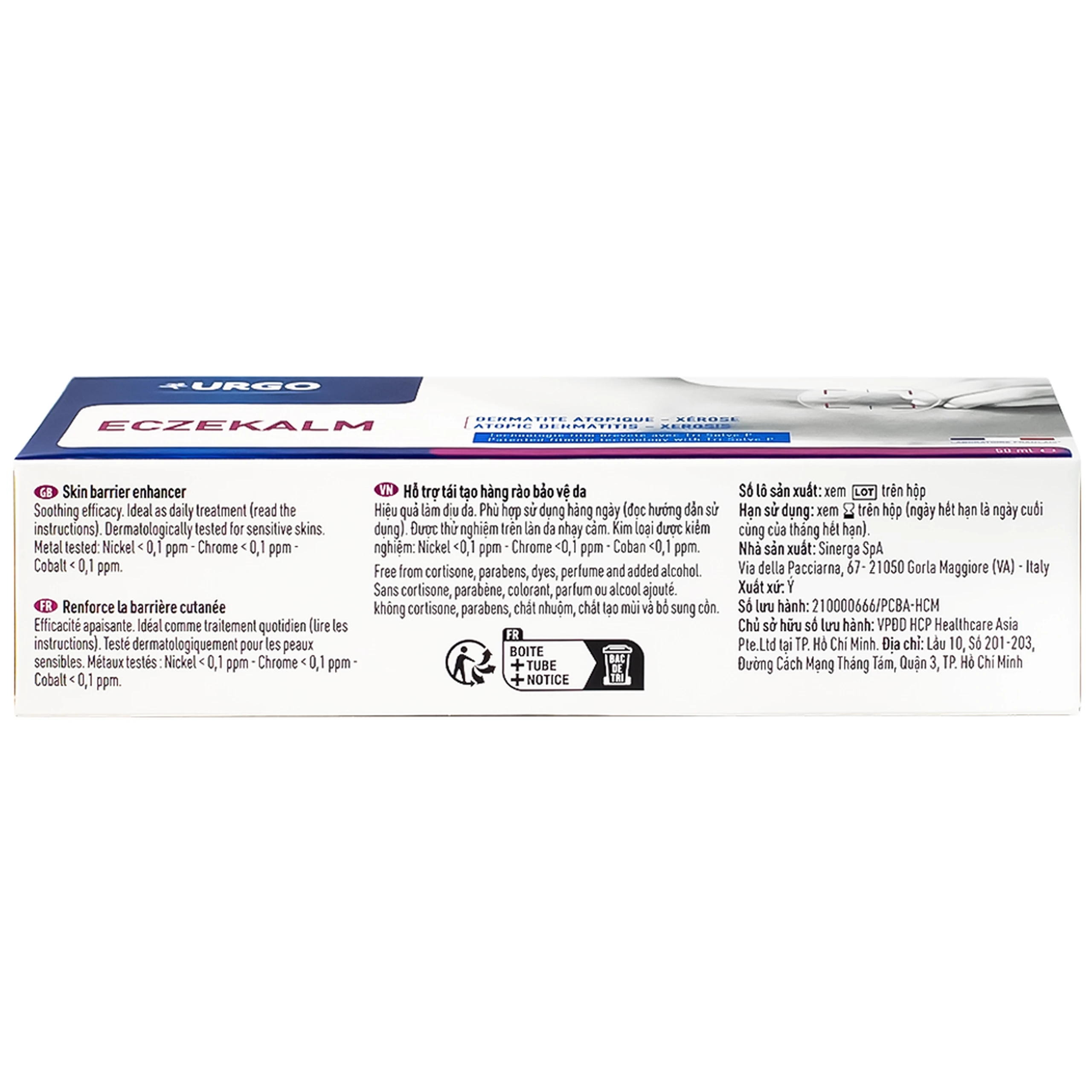 Kem bôi dịu da Urgo Eczekalm 50ml hỗ trợ điều trị viêm da, khô da, làm dịu rát ngứa, ban đỏ