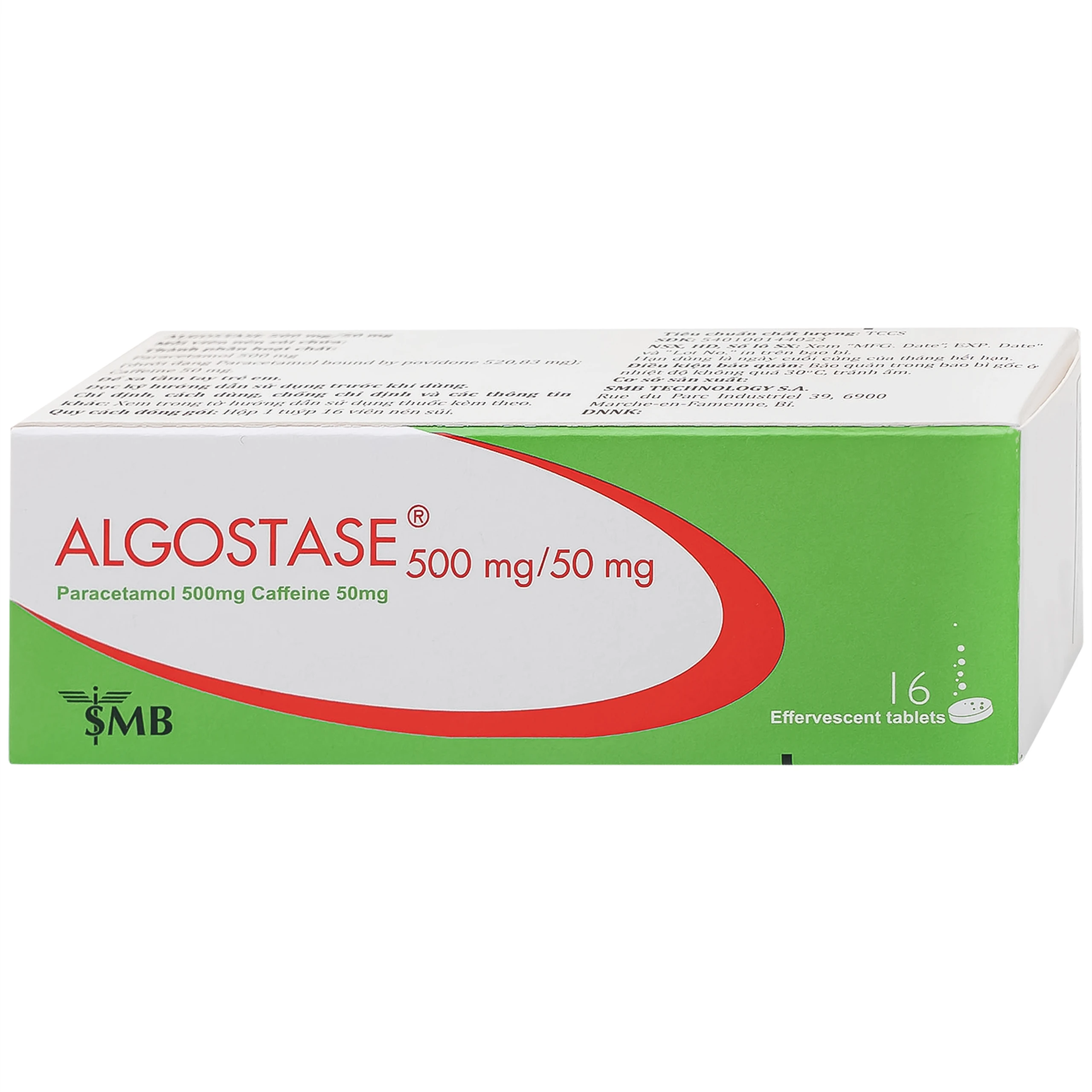 Thuốc Algostase 500mg/50mg SMB điều trị đau nhẹ đến vừa và hạ sốt (16 viên)