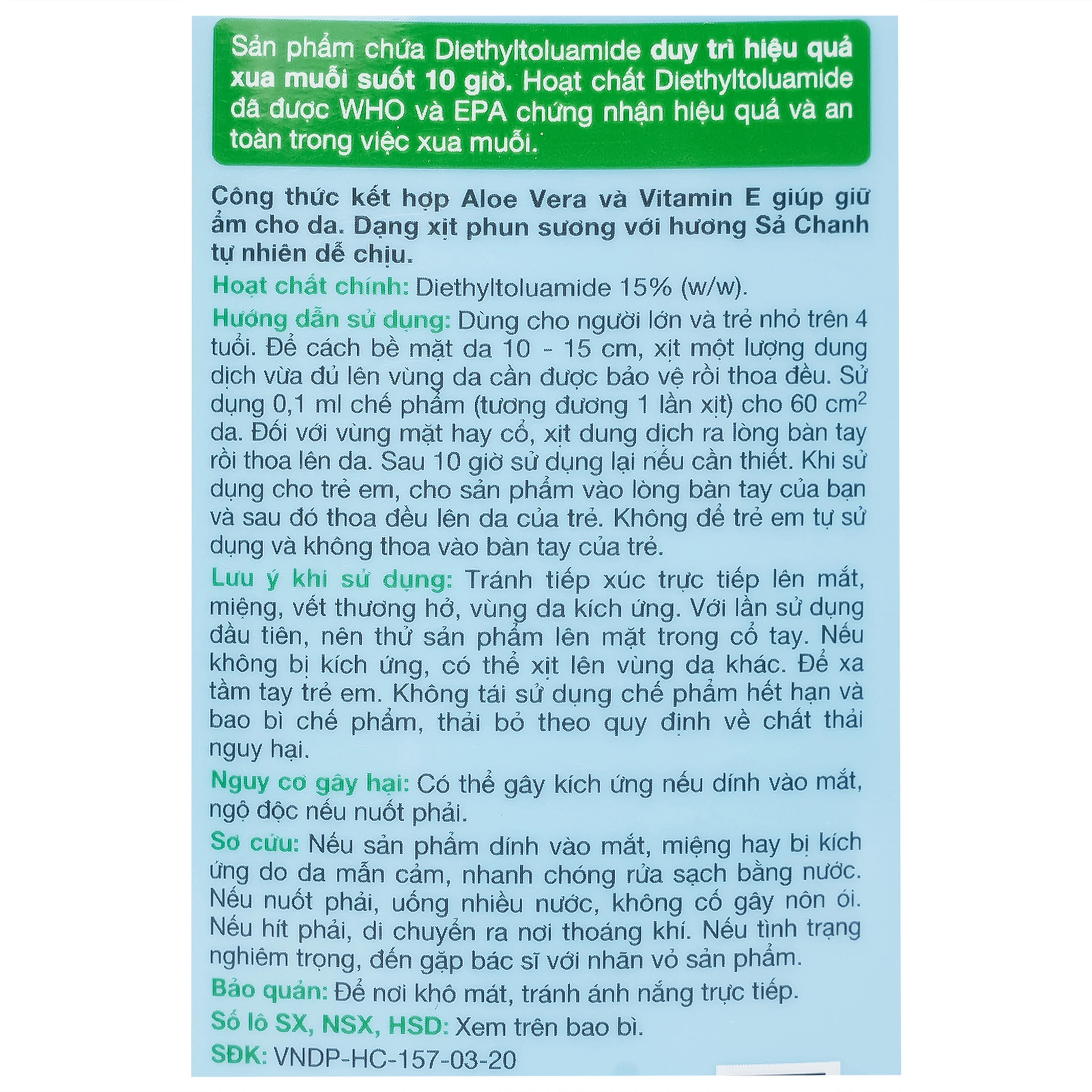 Xịt chống muỗi Remos hương sả chanh xua muỗi suốt 10 giờ (150ml)