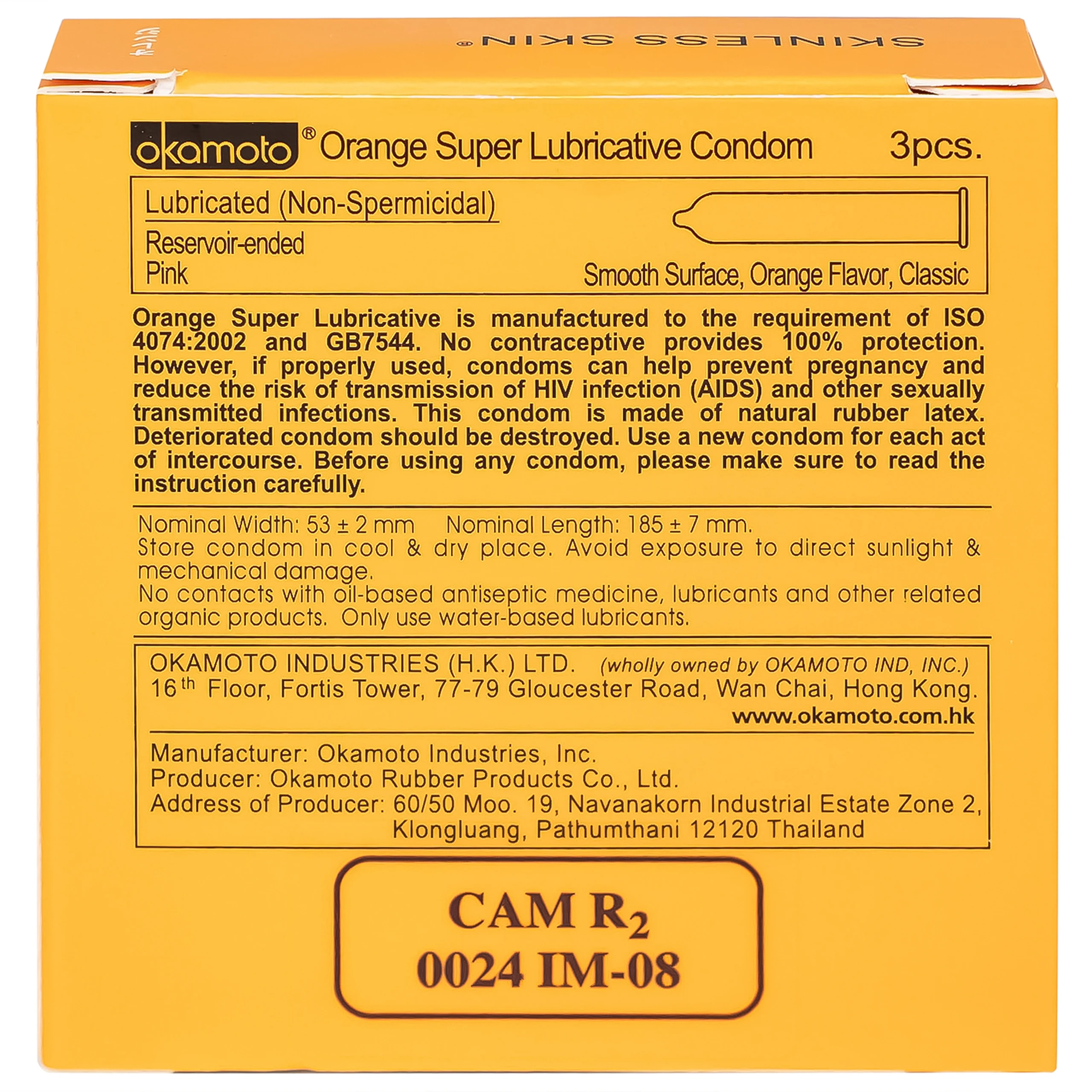 Bao Cao Su Okamoto Skinless Skin Orange siêu bôi trơn hương cam (3 cái)