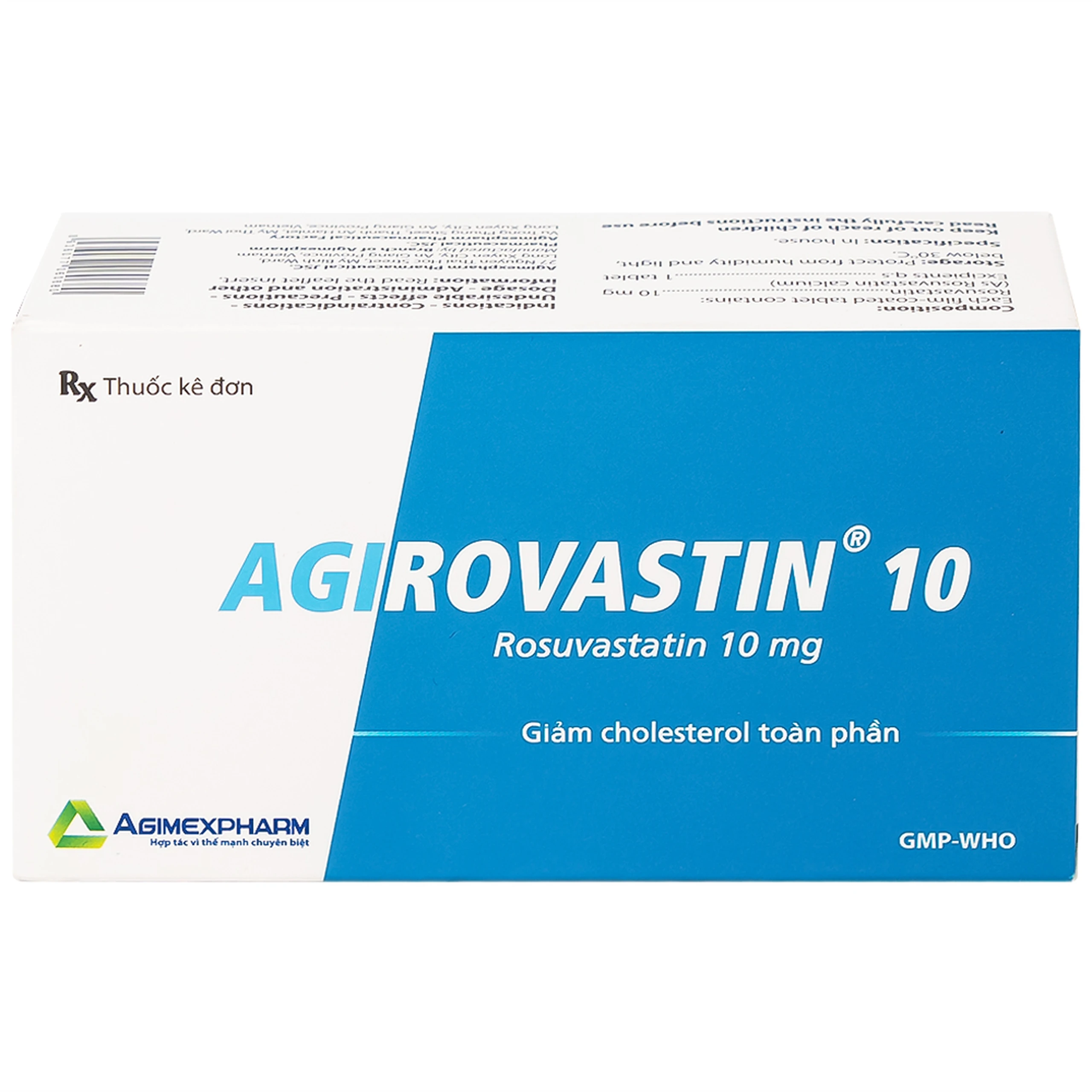 Thuốc Agirovastin 10 Agimexpharm điều trị tăng cholesterol máu (6 vỉ x 10 viên)