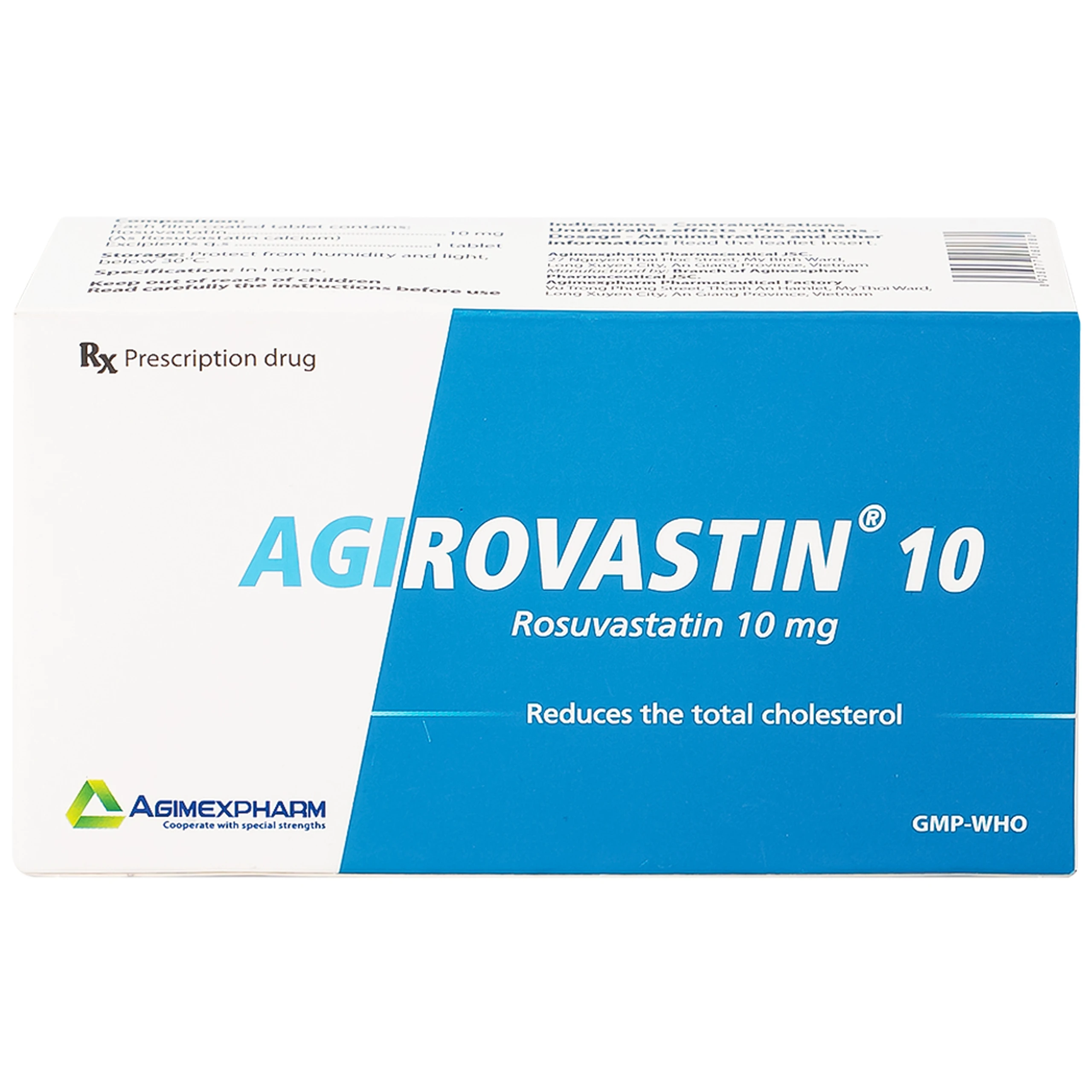 Thuốc Agirovastin 10 Agimexpharm điều trị tăng cholesterol máu (6 vỉ x 10 viên)