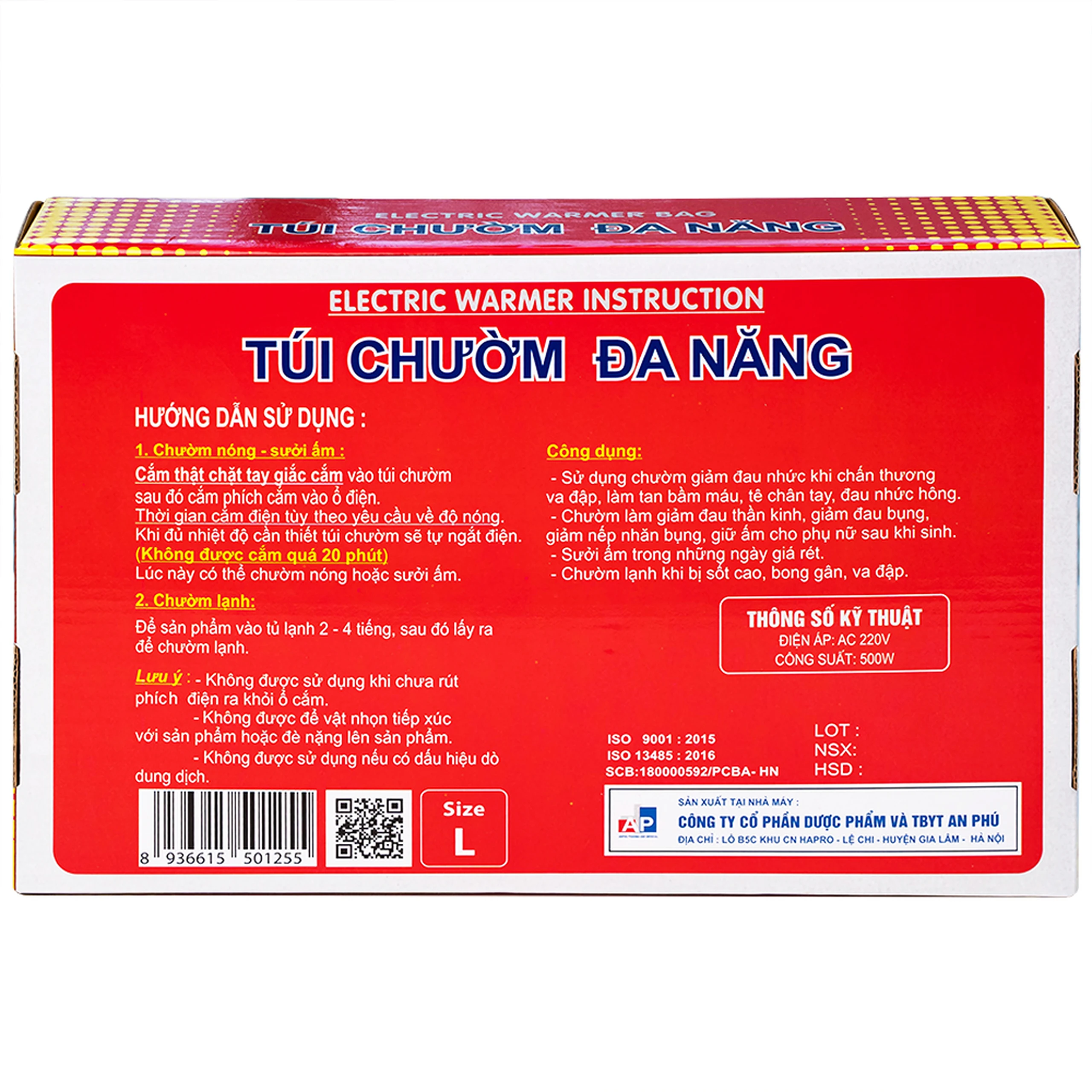 Túi chườm đa năng Thiên Thanh lớn size L hỗ trợ chườm nóng, chườm lạnh, giữ ấm 4 - 6 tiếng