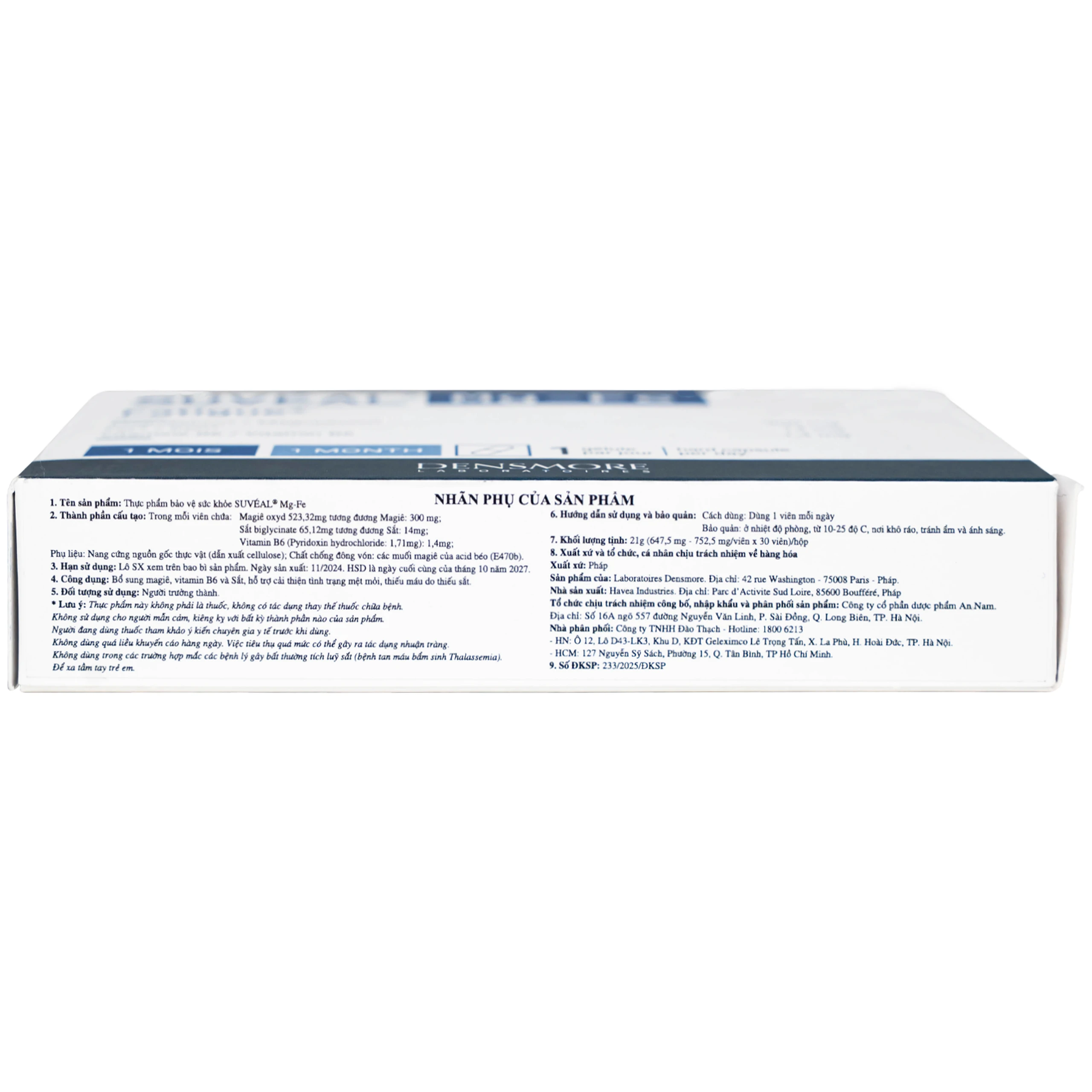 Viên uống Suvéal Magne-Fer Densmore bổ sung magie, vitamin B6 và sắt cho cơ thể (2 vỉ x 15 viên) 10