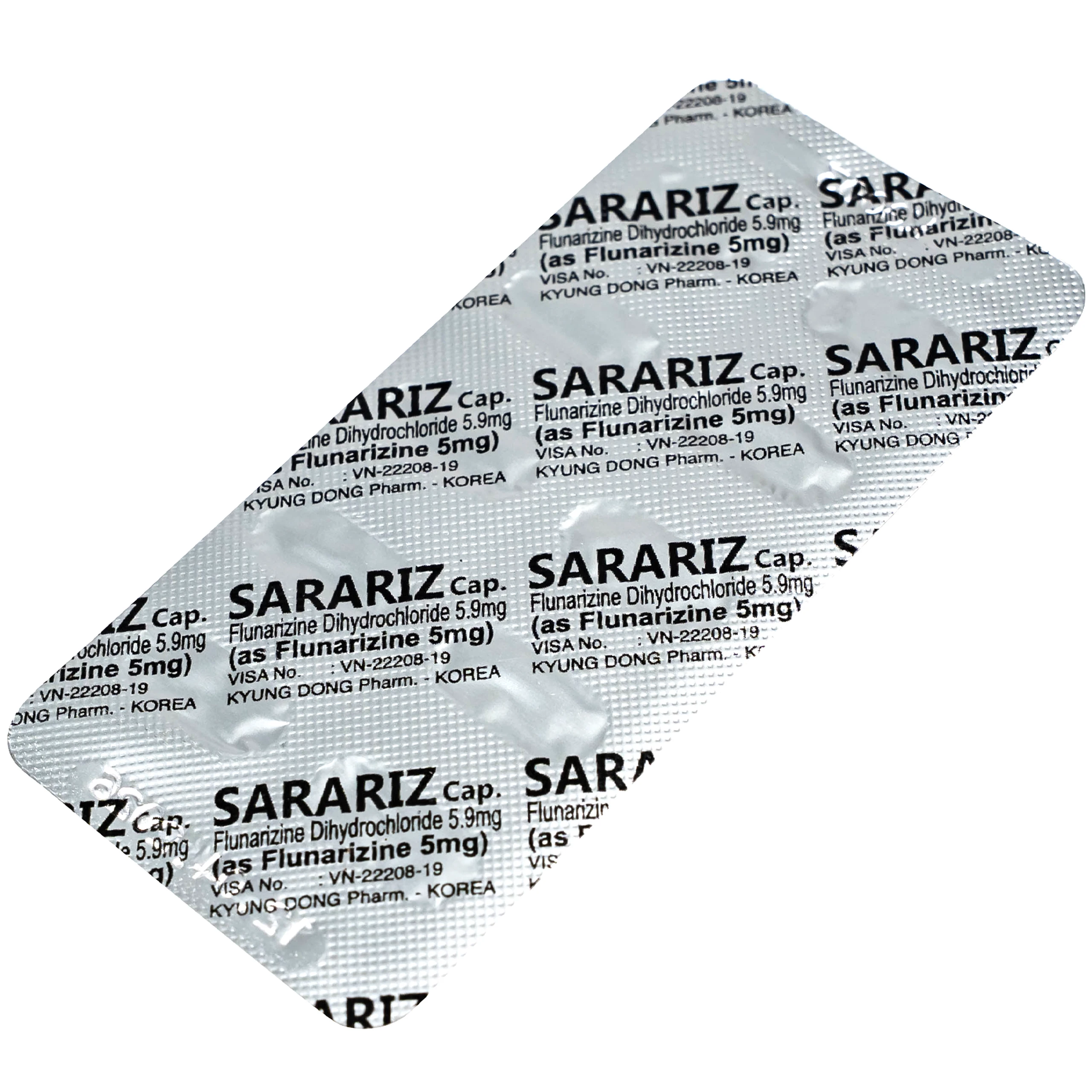 Thuốc Sarariz 5.9mg Kyung Dong điều trị đau nửa đầu, chứng chóng mặt (60 viên)