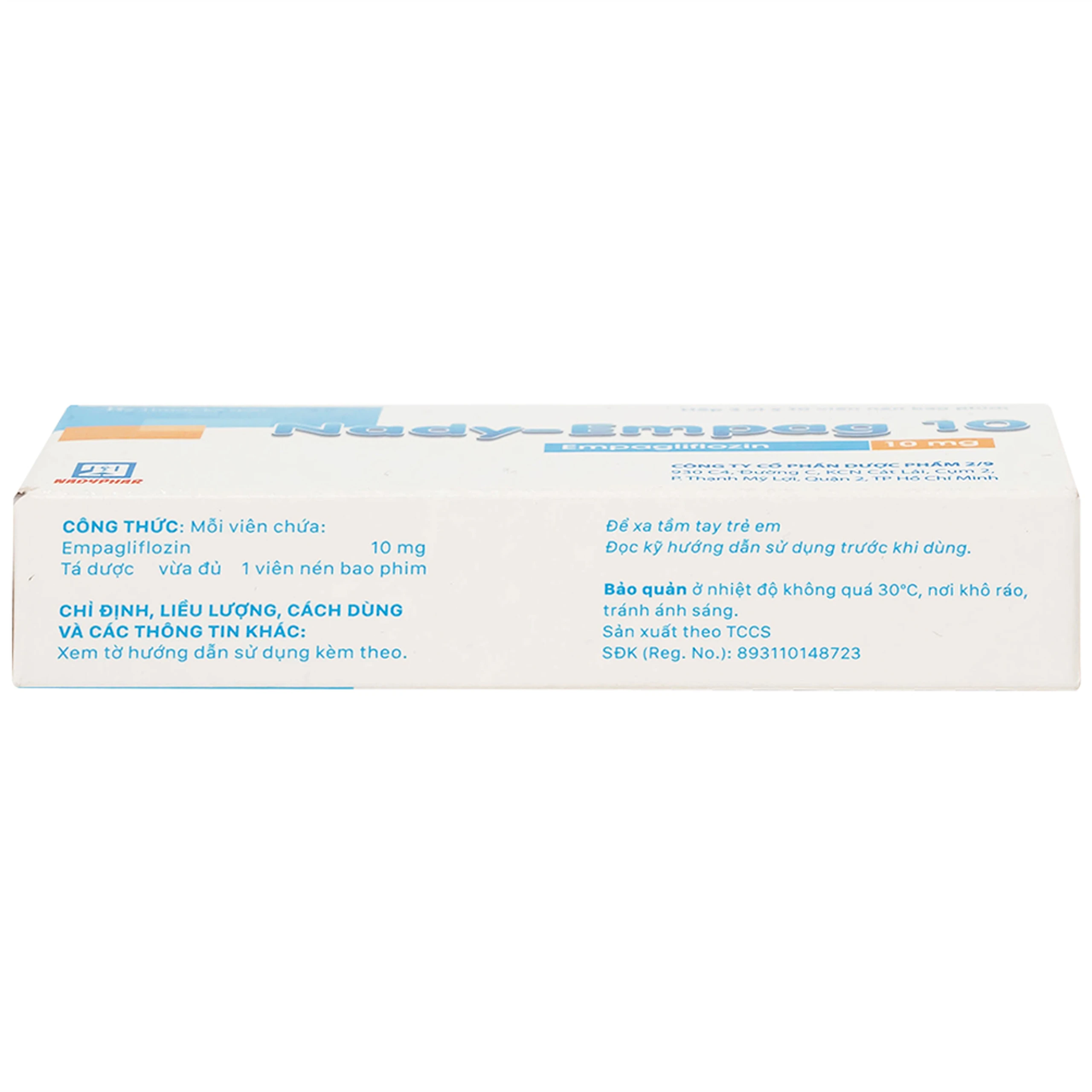Thuốc Nady-Empag 10 Nadyphar điều trị đái tháo đường típ 2 (3 vỉ x 10 viên)