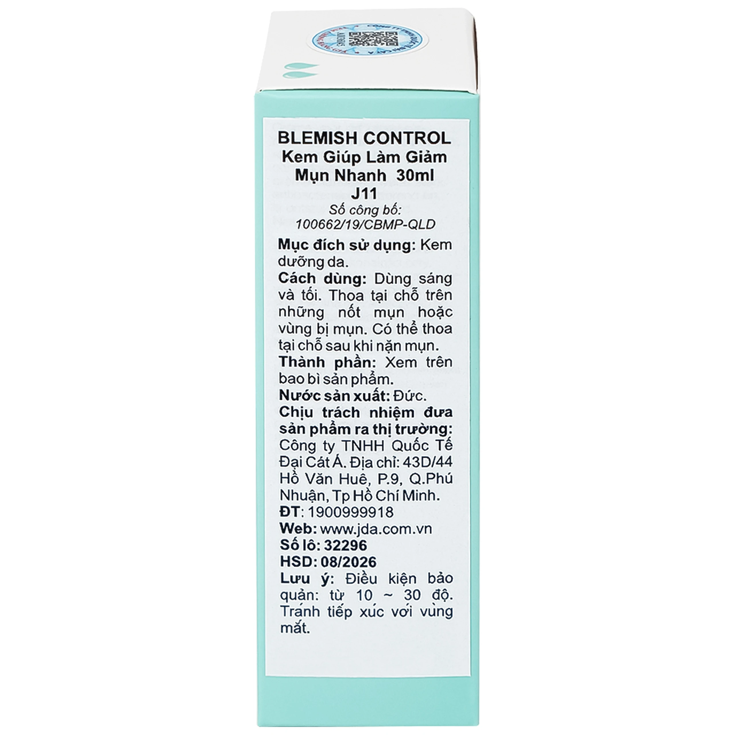 Kem bôi Blemish Control Jean d'Arcel làm giảm mụn (30ml)