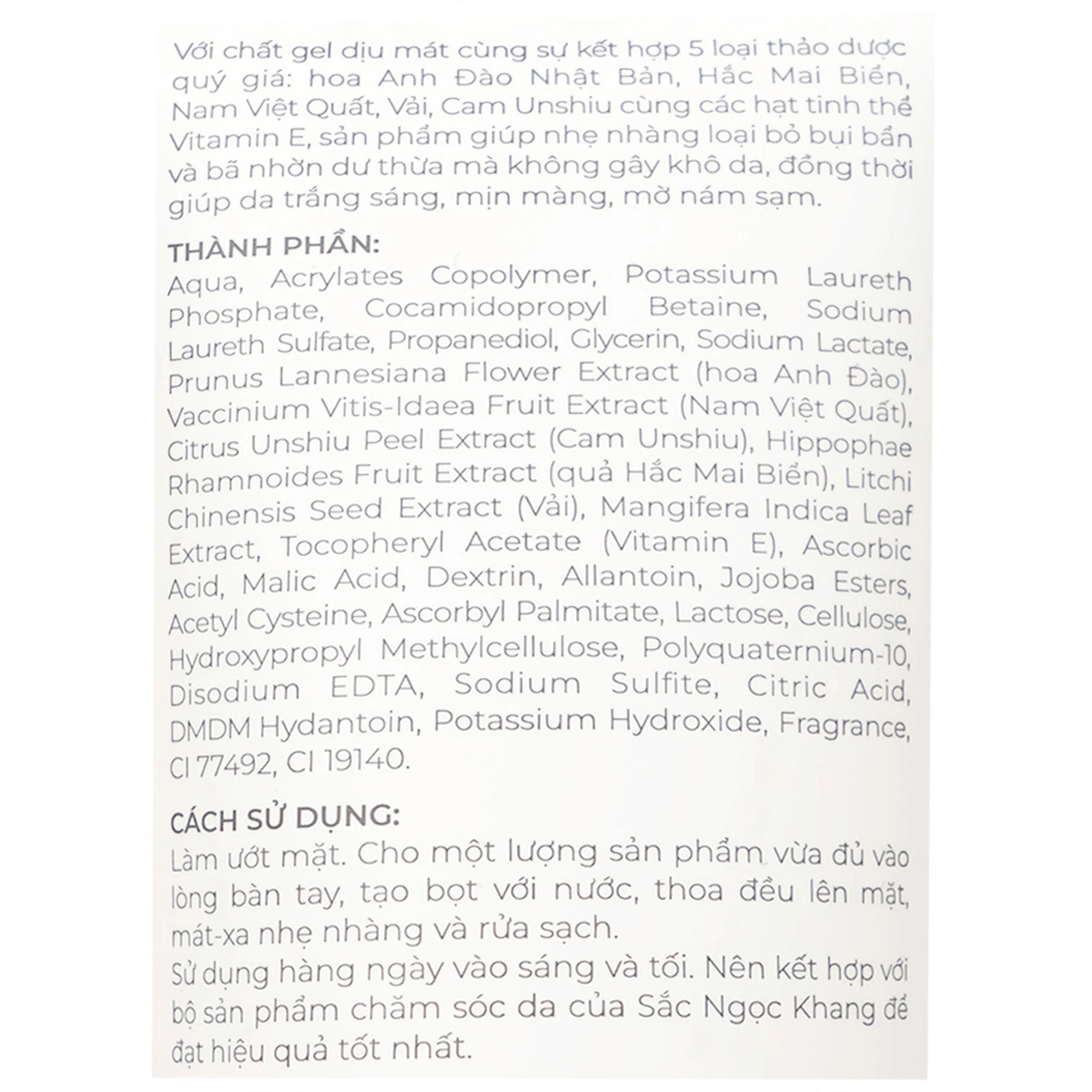 Sữa rửa mặt thảo dược sáng da, mờ sạm Sắc Ngọc Khang 100g