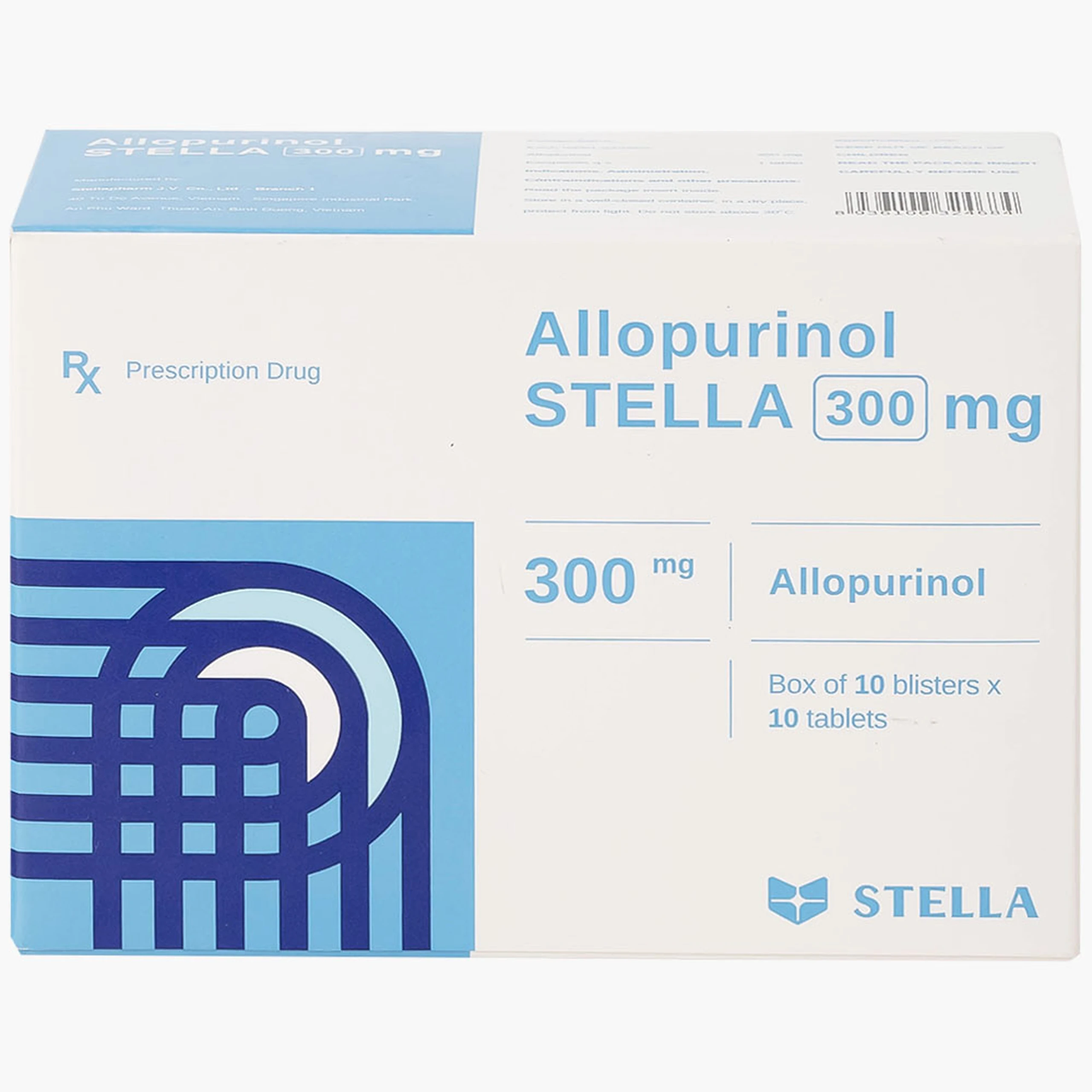 Thuốc Allopurinol 300mg Stella Pharm giảm sự hình thành acid uric, điều trị bệnh gout (10 vỉ x 10 viên)