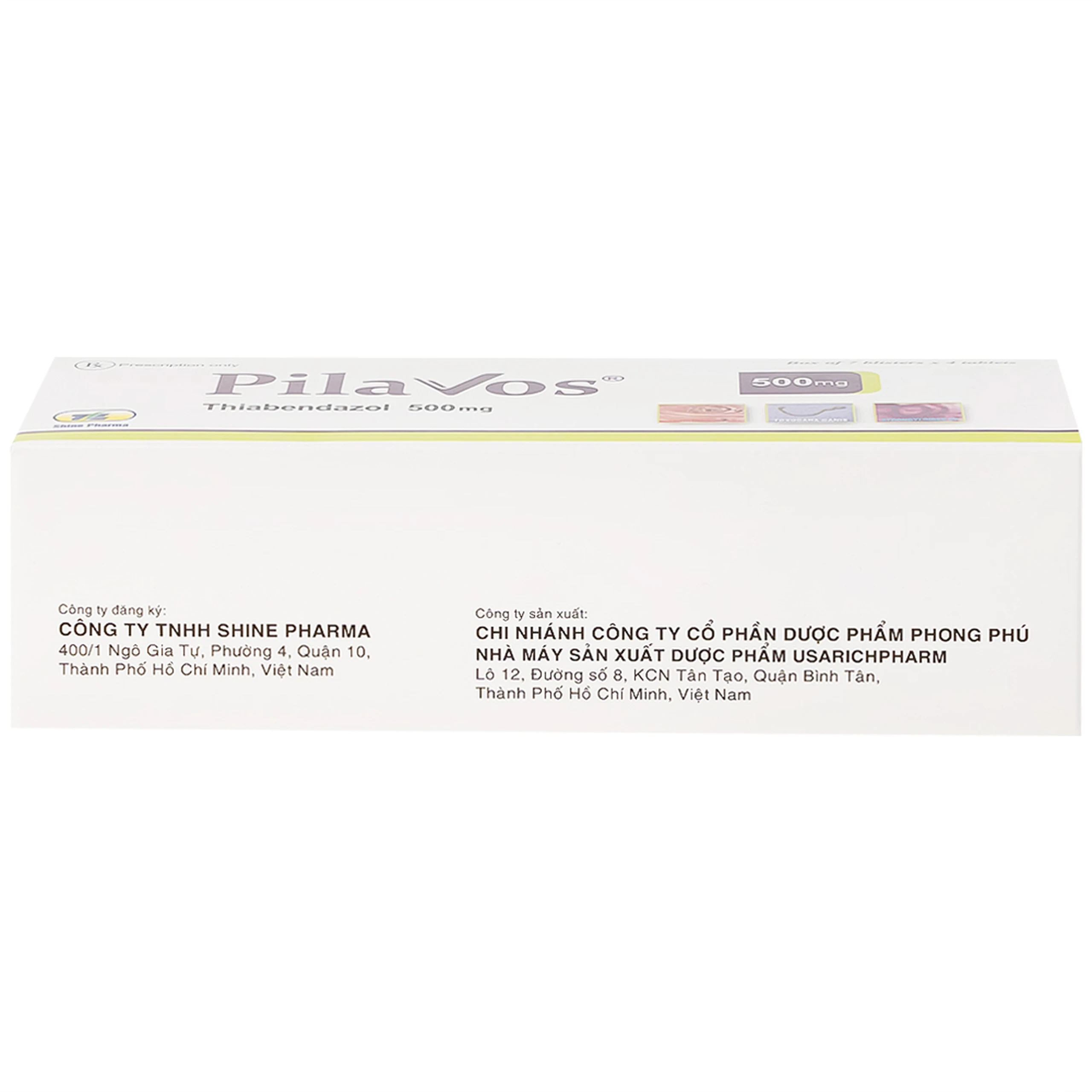 Thuốc Pilavos 500mg Usarichpharm điều trị bệnh giun lươn, ấu trùng giun di chuyển dưới da (7 vỉ x 4 viên)