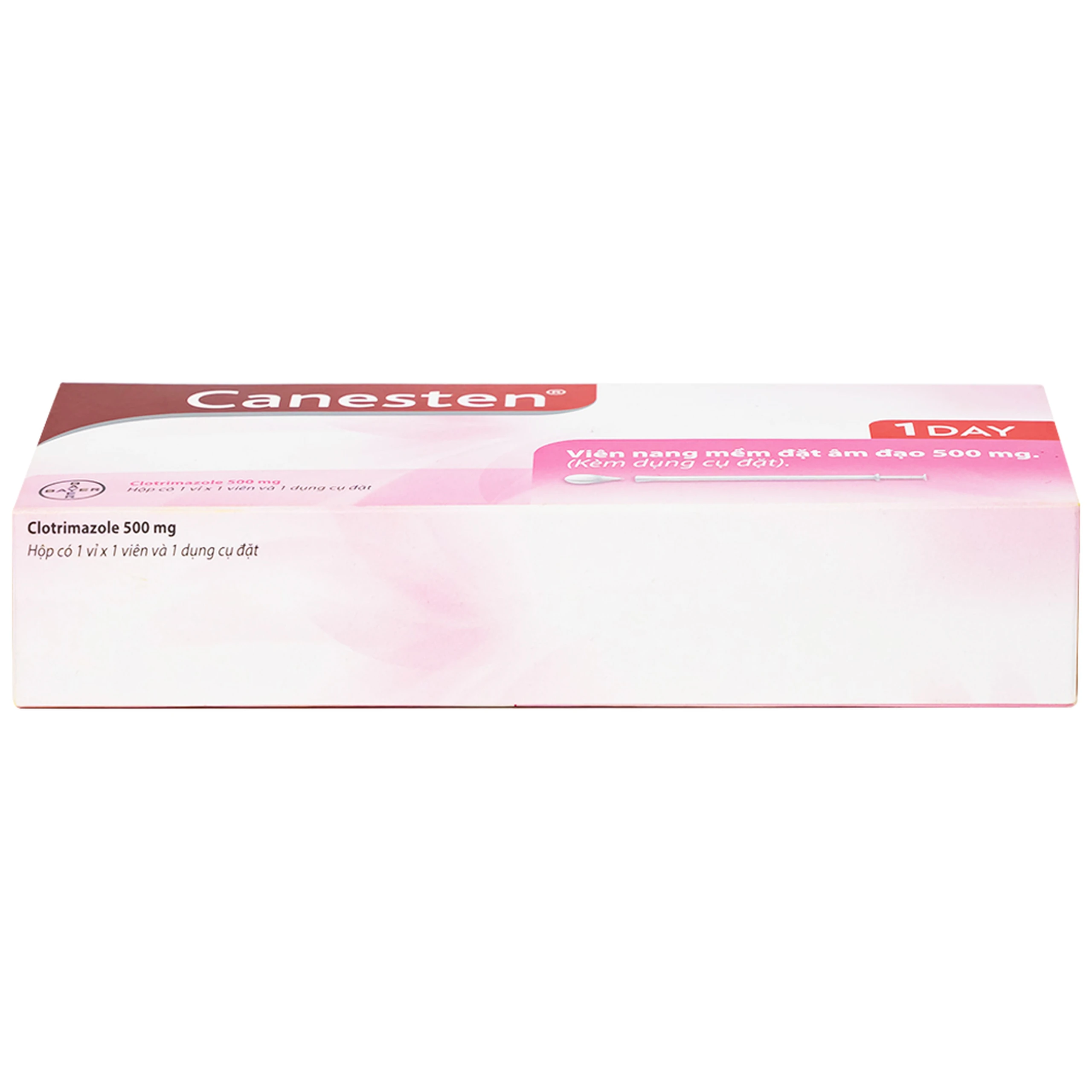Viên đặt âm đạo Canesten 1 Day 500mg Bayer điều trị viêm âm đạo và cơ quan sinh dục ngoài (1 vỉ x 1 viên)