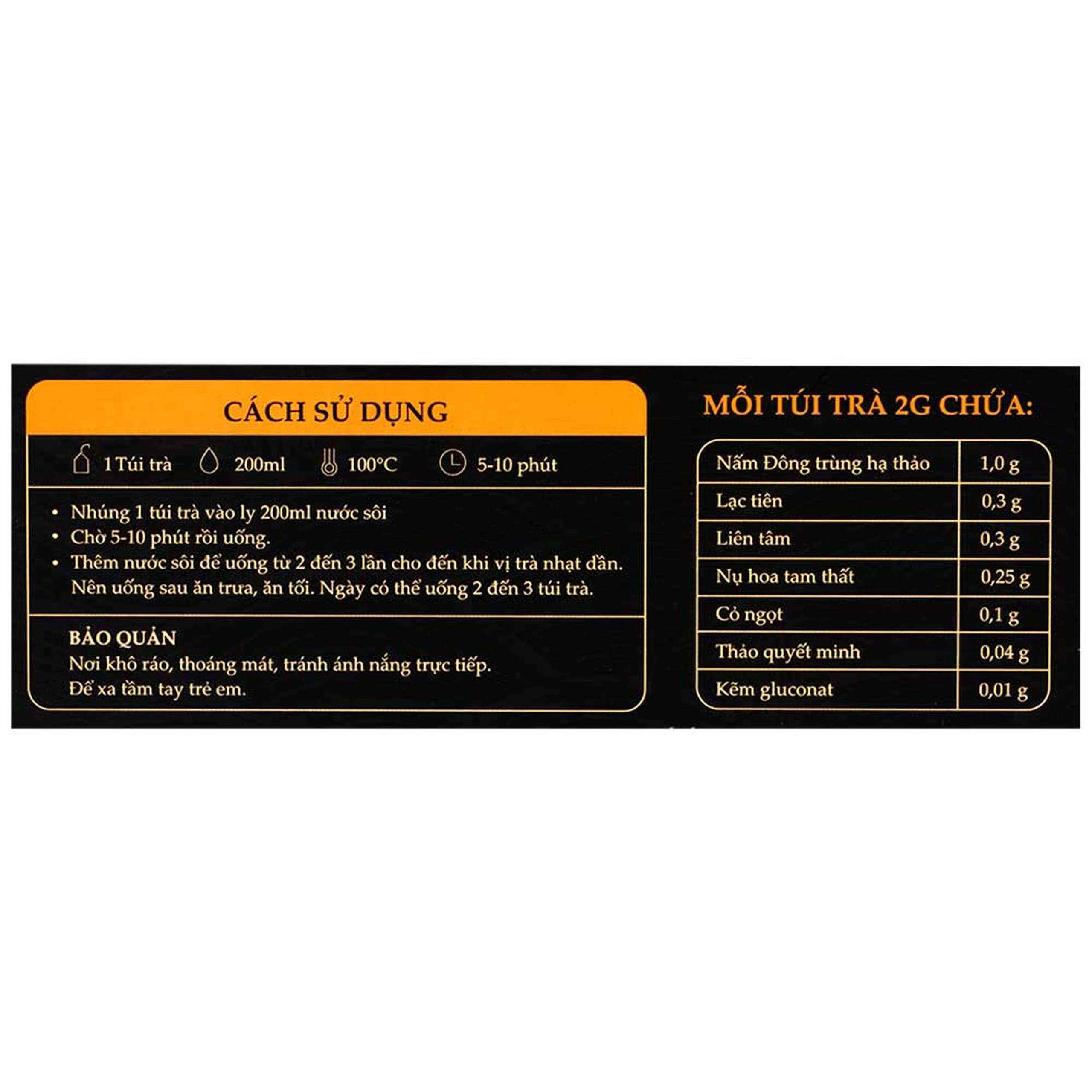 Trà Thảo Dược Nấm Đông Trùng Hạ Thảo Kami Tea (20 túi x 2g)