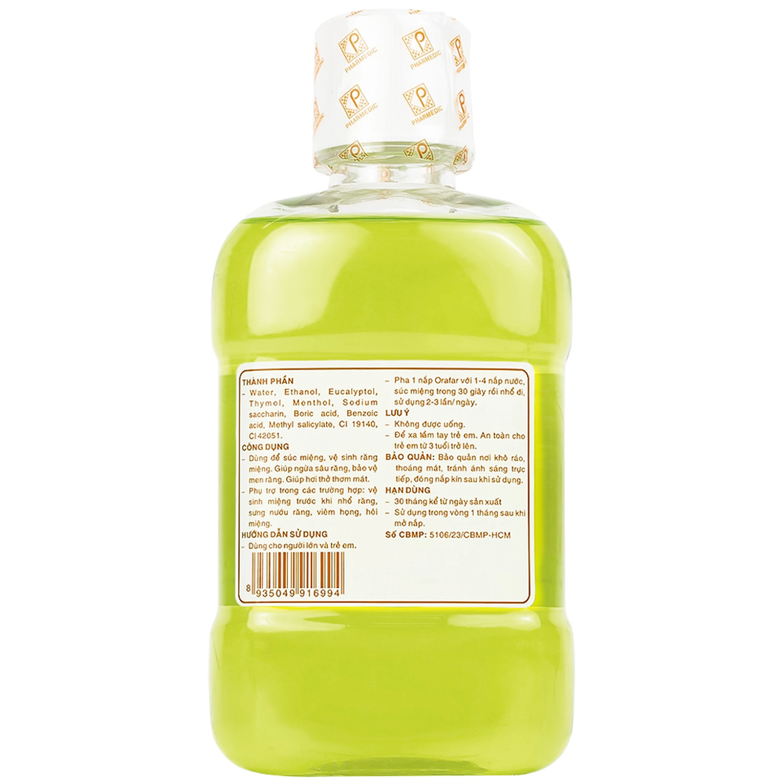 Nước súc miệng kháng khuẩn Pharmedic Orafar vệ sinh răng miệng, ngừa sâu răng (250ml)