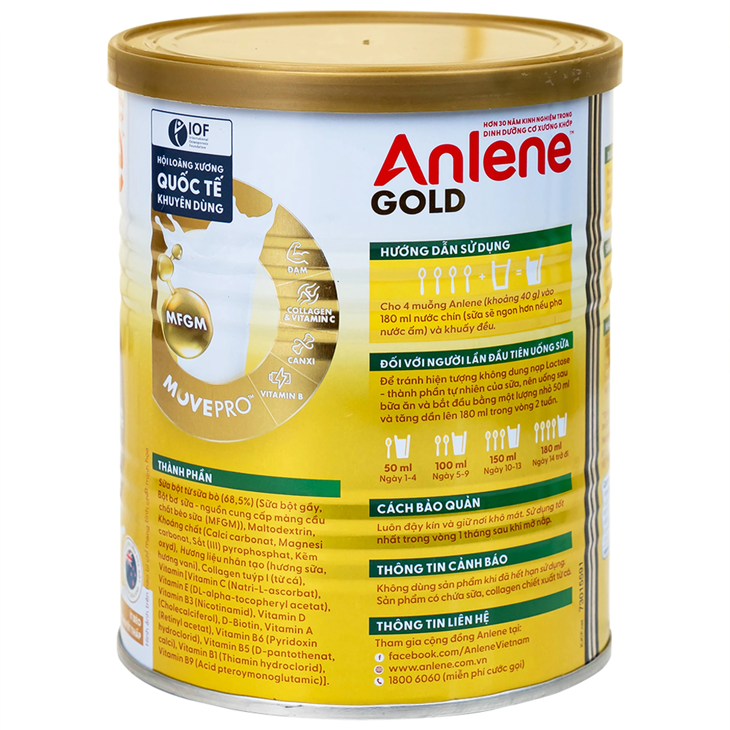 Sữa Anlene Gold 5X hương vani tăng cường sức khỏe cơ-xương-khớp dành cho người trên 40 tuổi (400g) 7