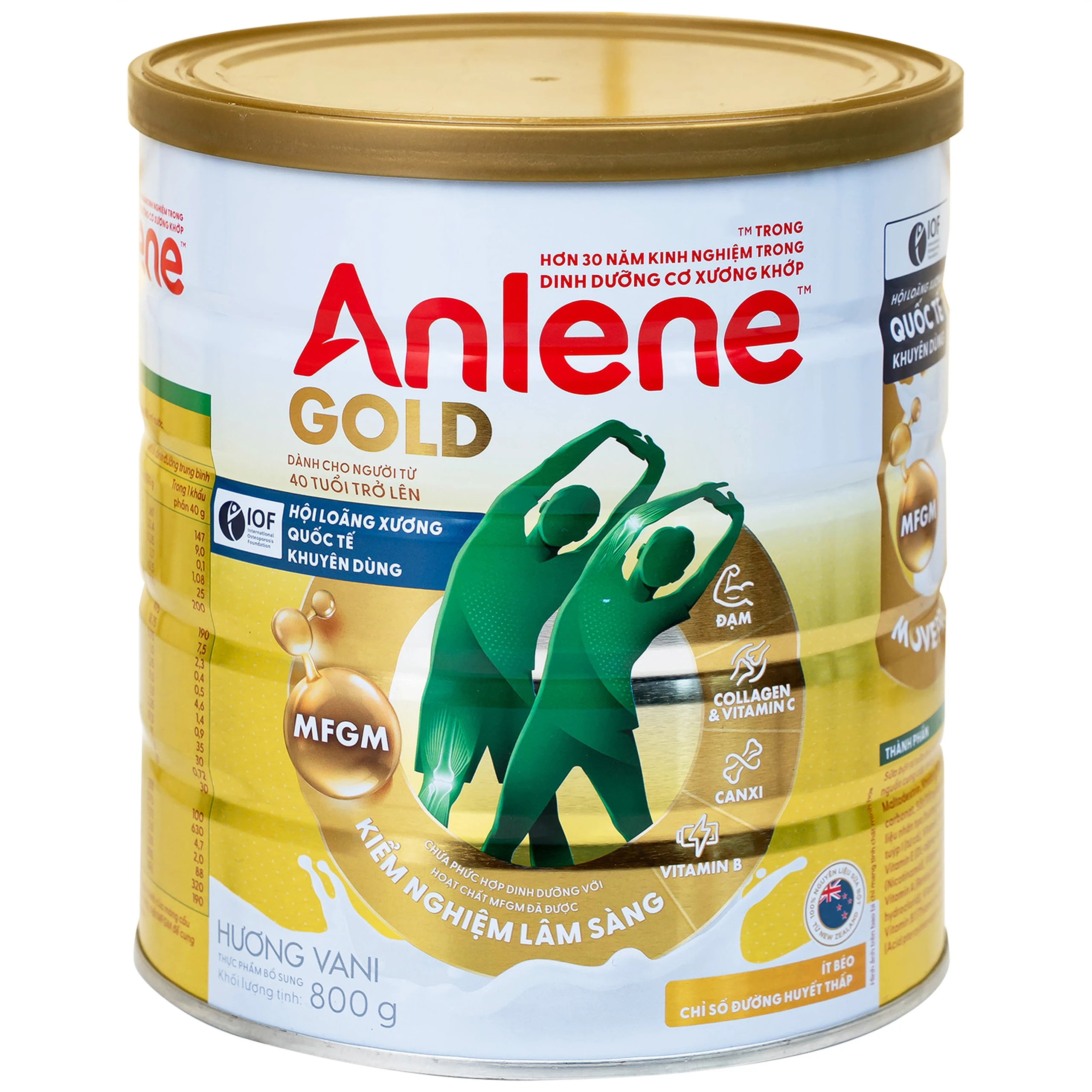 Sữa tăng cường sức khỏe cơ-xương-khớp dành cho người trên 40 tuổi Anlene Gold 5X hương vani (800g)