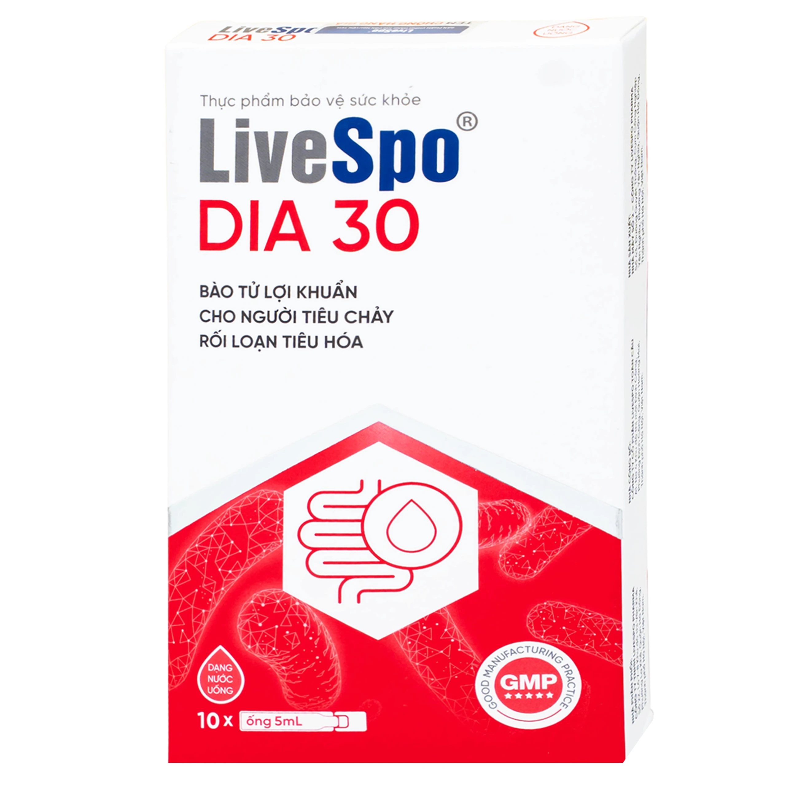 Bào tử lợi khuẩn cho người tiêu chảy cấp tính, rối loạn tiêu hoá Livespo DIA 30 (10 ống x 5ml)